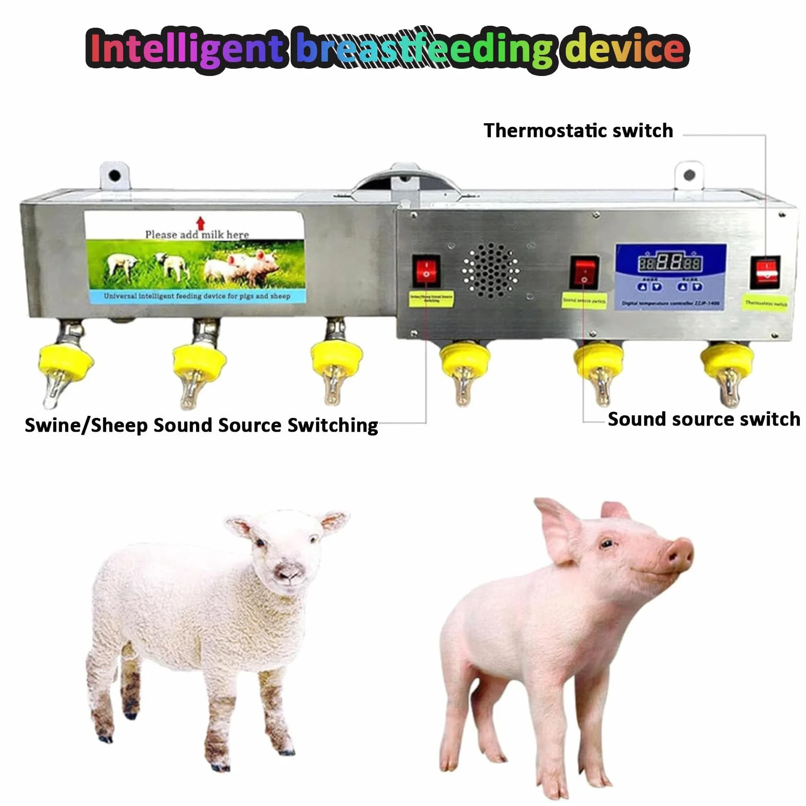 Comedero automático para corderos, cubo multifuncional de pared con 6 tetinas para leche de ganado, ideal para la lactancia de corderos.