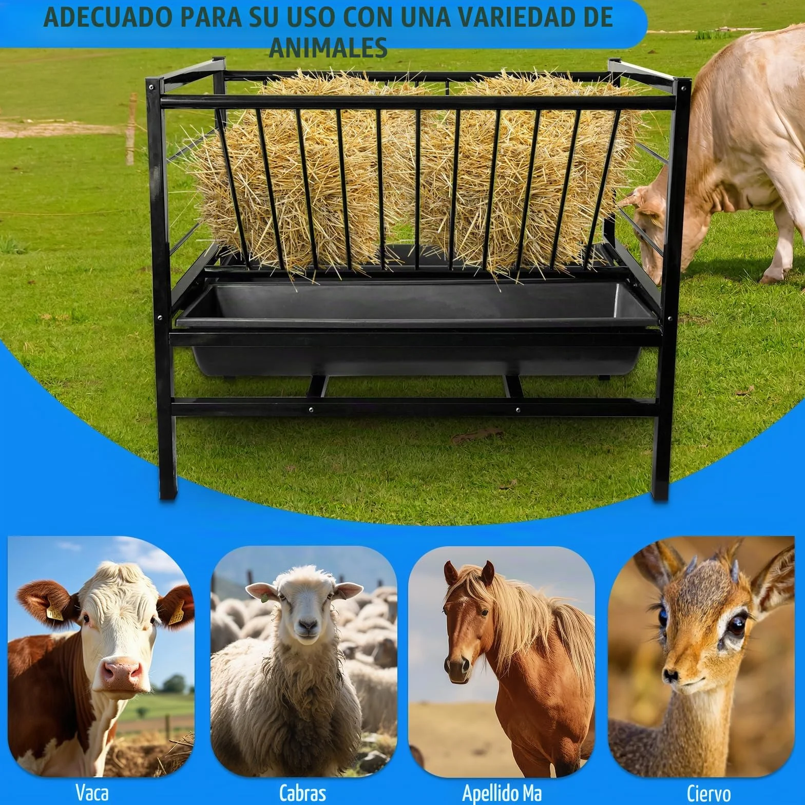 Comederos De Cabra 2 En 1 para Comederos Minerales para Ganado con Acero Metálico y Bandeja De Alimentación Más Profunda para Cabras, Ovejas, Caballos, Burros y Cobertizos para Ovejas