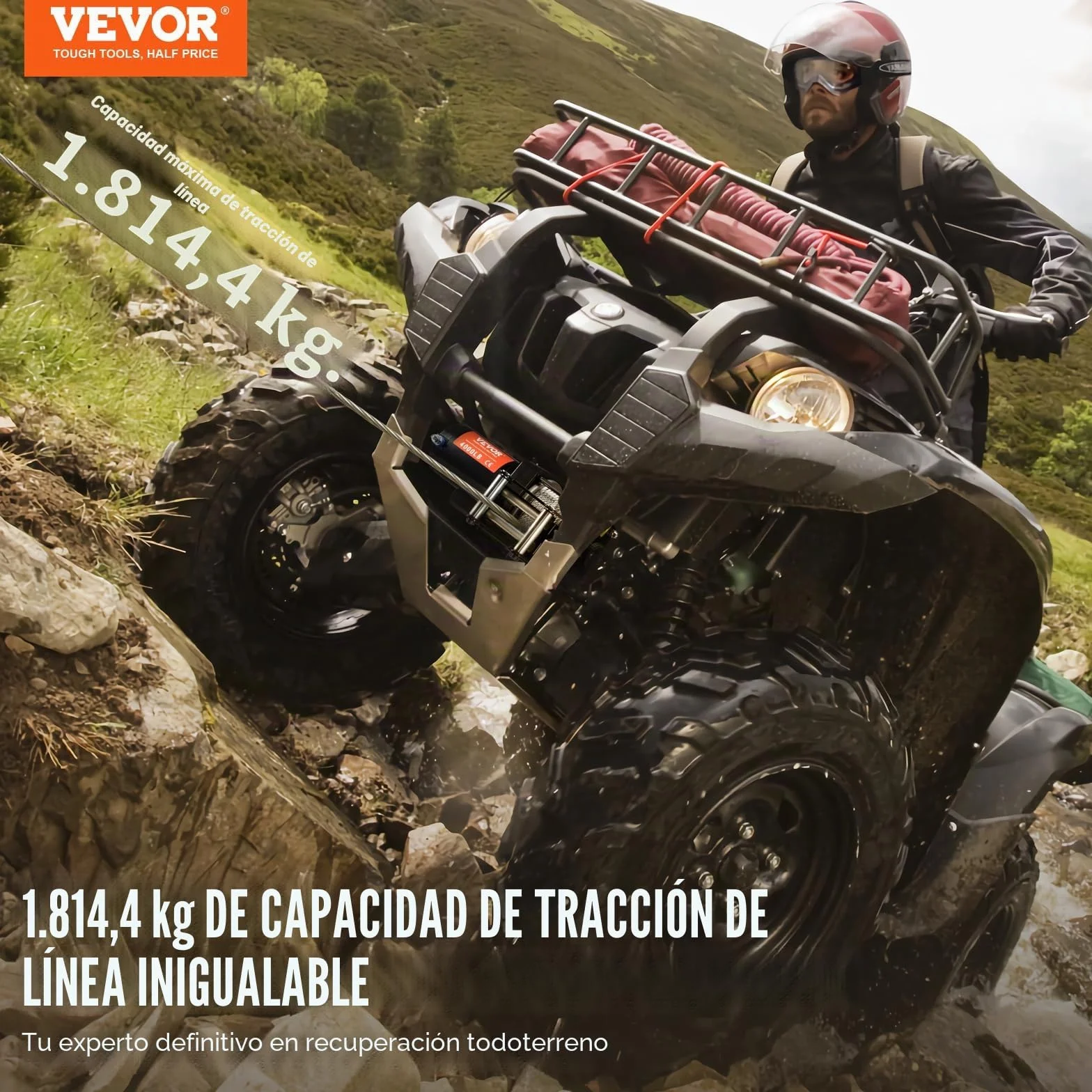 VEVOR Cabrestante eléctrico Capacidad de tracción 1814 kg 12 V CC con Cable de Acero de 7 Hilos 118,7 cm Control Remoto inalámbrico y con Cable IP55 Impermeable cabrestante para Remolque ATV UTV
