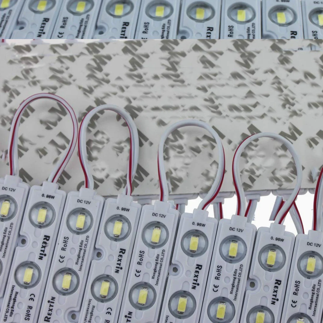 200 unidades de 3 módulos LED azules 5630 5730 SMD 40-45 lm por LED luz decorativa impermeable para letras, carteles publicitarios con cinta adhesiva en la parte trasera