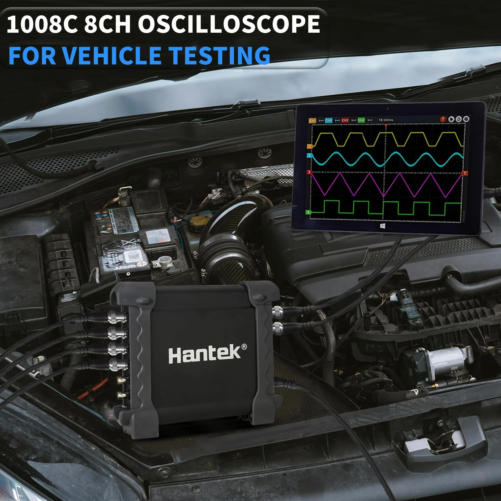 Hantek 1008C Osciloscopio Digital/DAQ/Generador Programable para Vehículos con 8 Canales