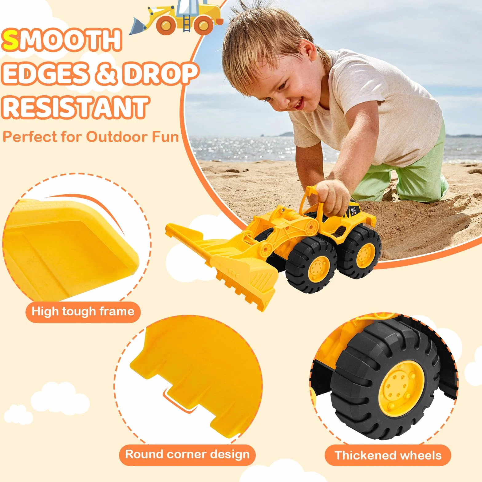 Set de 3 Camiones de Construcción de Juguete Excavadora Volquete Pala Cargadora Educativo Sensorial 3-5 Años