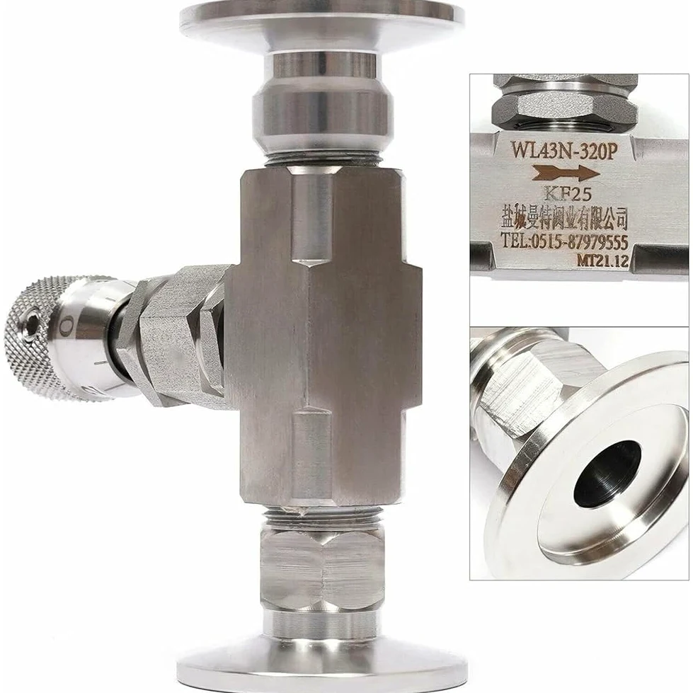 1 PC Válvula De Aislamiento De Vacío Acero Inoxidable 304 Racores para Tubo Microdosificación Válvula Reguladora De Caudal Regulador Fuelle Manual De Ángulo Recto para Agua Gasóleo
