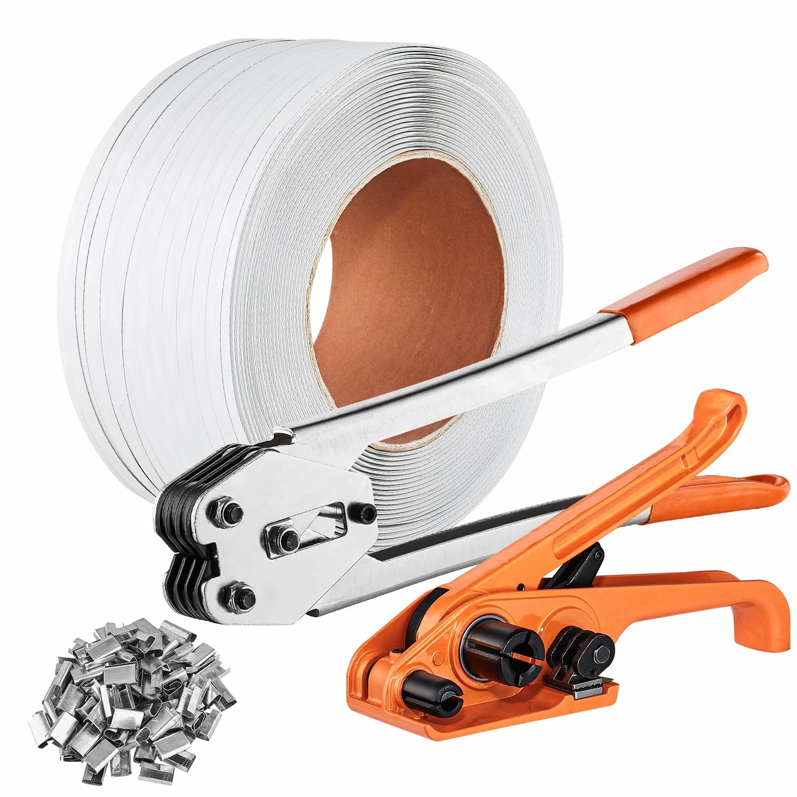 VEVOR Kit de flejado con herramienta tensora y selladora, banda PP 3280 pies, 1000 sellos metal, embalaje paletas