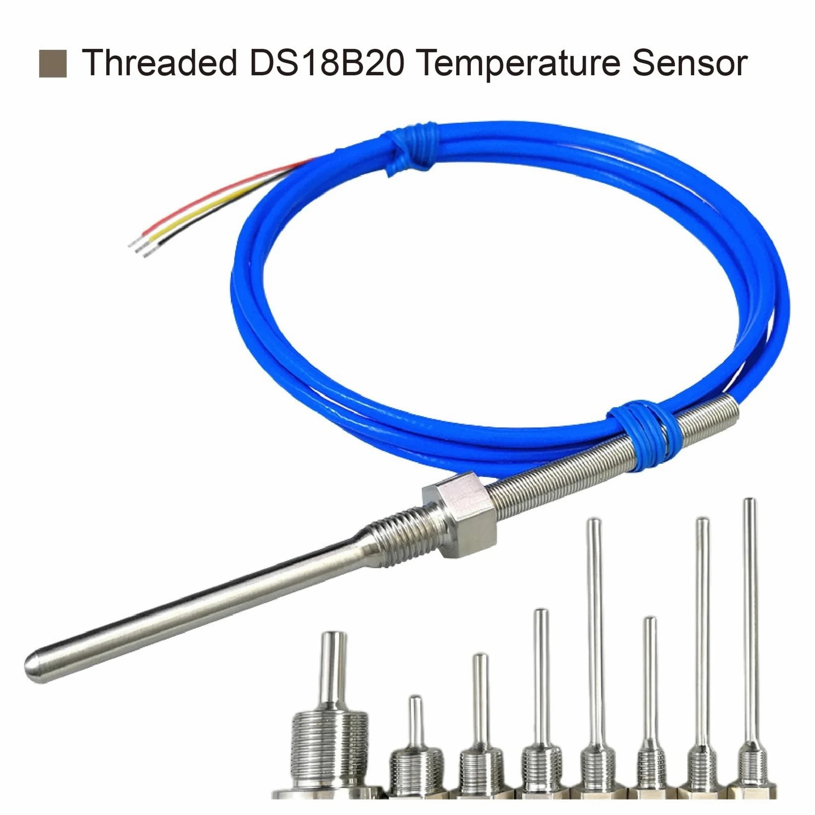 Sensor de Temperatura, sonda Acero Inoxidable con Sensor, termómetro Digital Rosca PTFE for Uso Industrial(M27*2/6 * 100 Mm)
