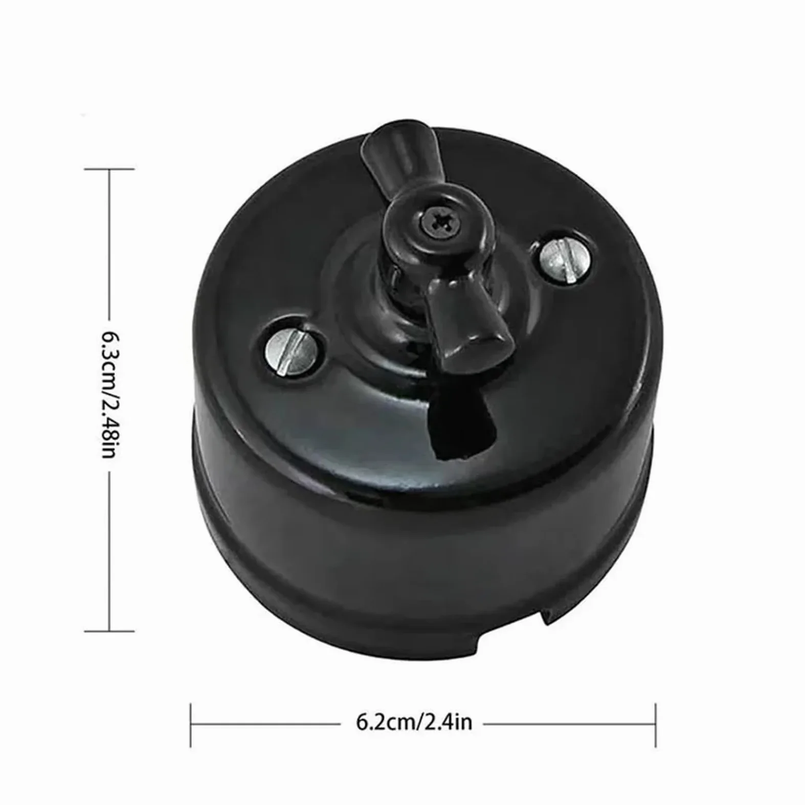 Interruptor giratorio de cerámica for luz de pared, interruptor de perilla de control de 2 vías for mejoras del hogar(Black Switch)