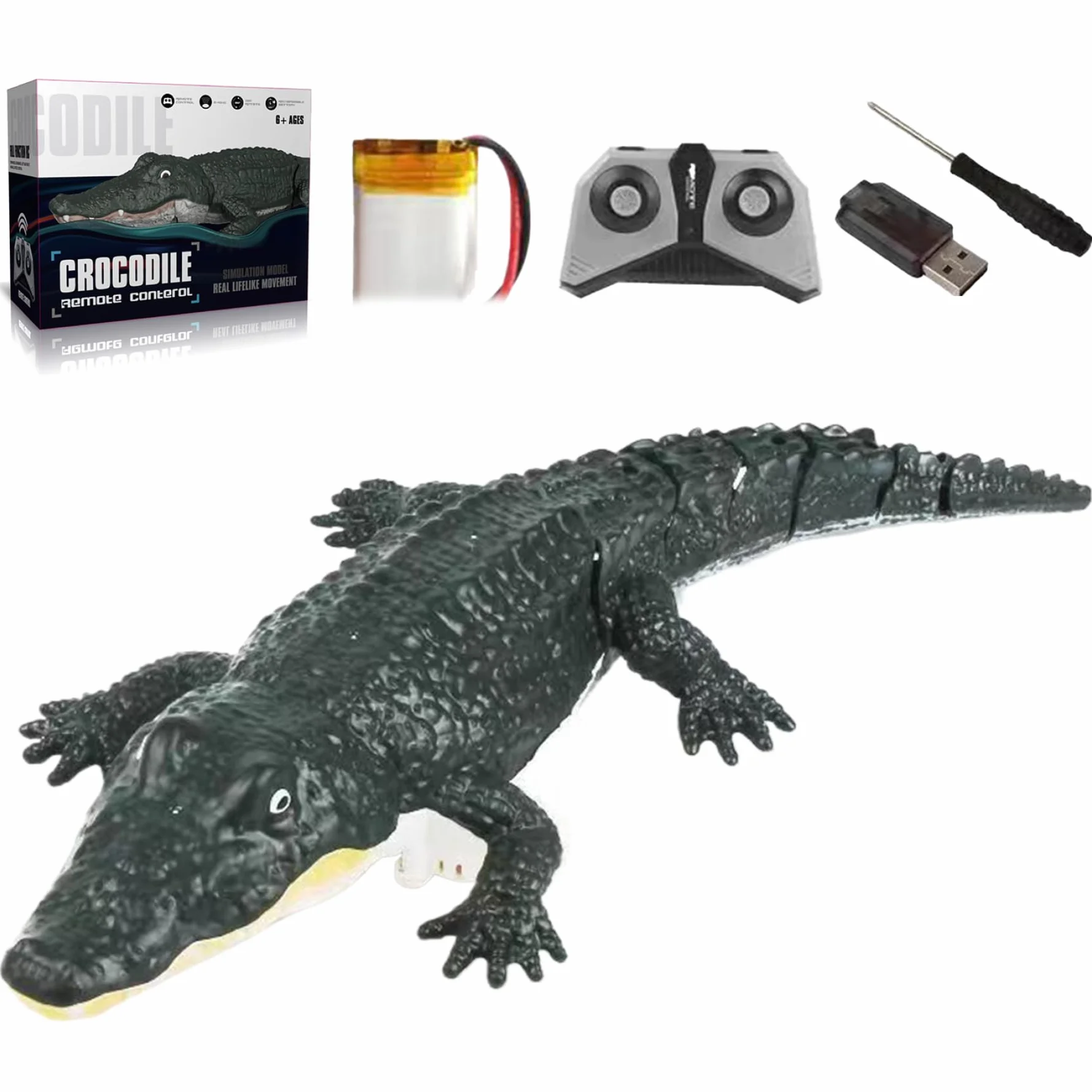 Alligator de Control Remoto 2.4 GHz Impermeable Juguetes de Agua para Piscina