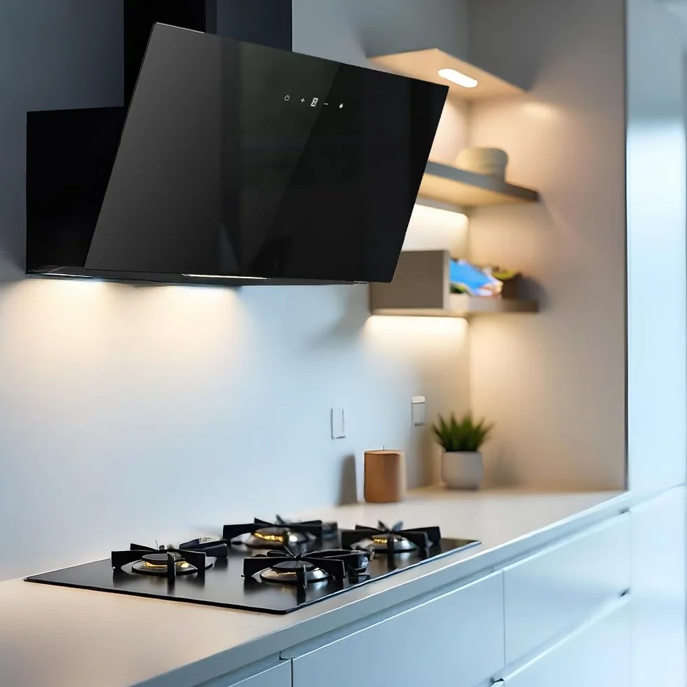 Aspes Campana Extractora Inclinada 60cm Cristal Negro ACPD602AIN 41,5m3/h Tiro Doble 3 Velocidades Control Táctil