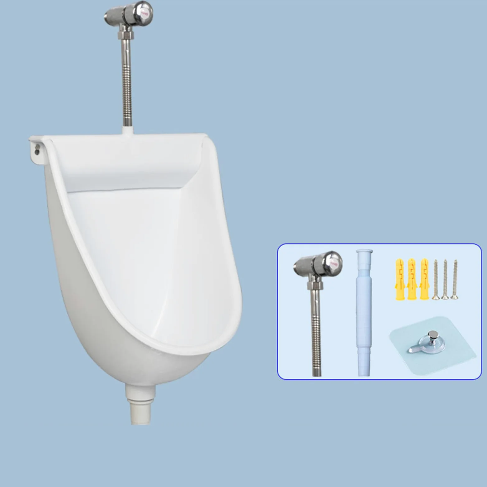 NILoykg& Urinarios De Plástico De Montaje En La Pared para Hombres, Orinales Simples Eficiencia De Lavado De Inodoros Públicos Urinarios, Urinarios Sin Agua con Manguera,Blanco,Surface Mounted
