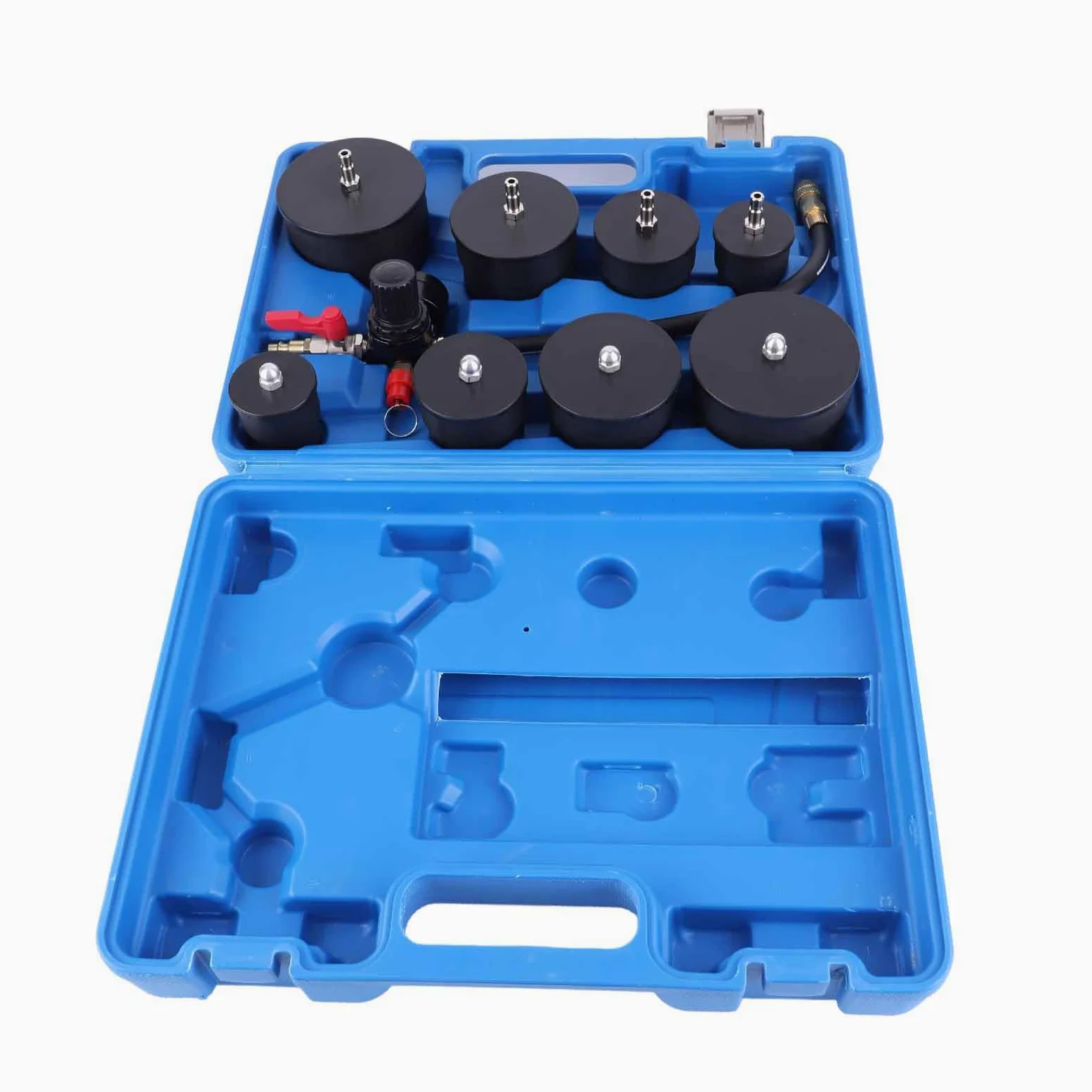 Kit de prueba de fugas del turbo de 9 piezas, probador de fugas de sobrealimentación de turbocompresor con manómetro de 0 a 6 bares, incluye 4 adaptadores escalonados para