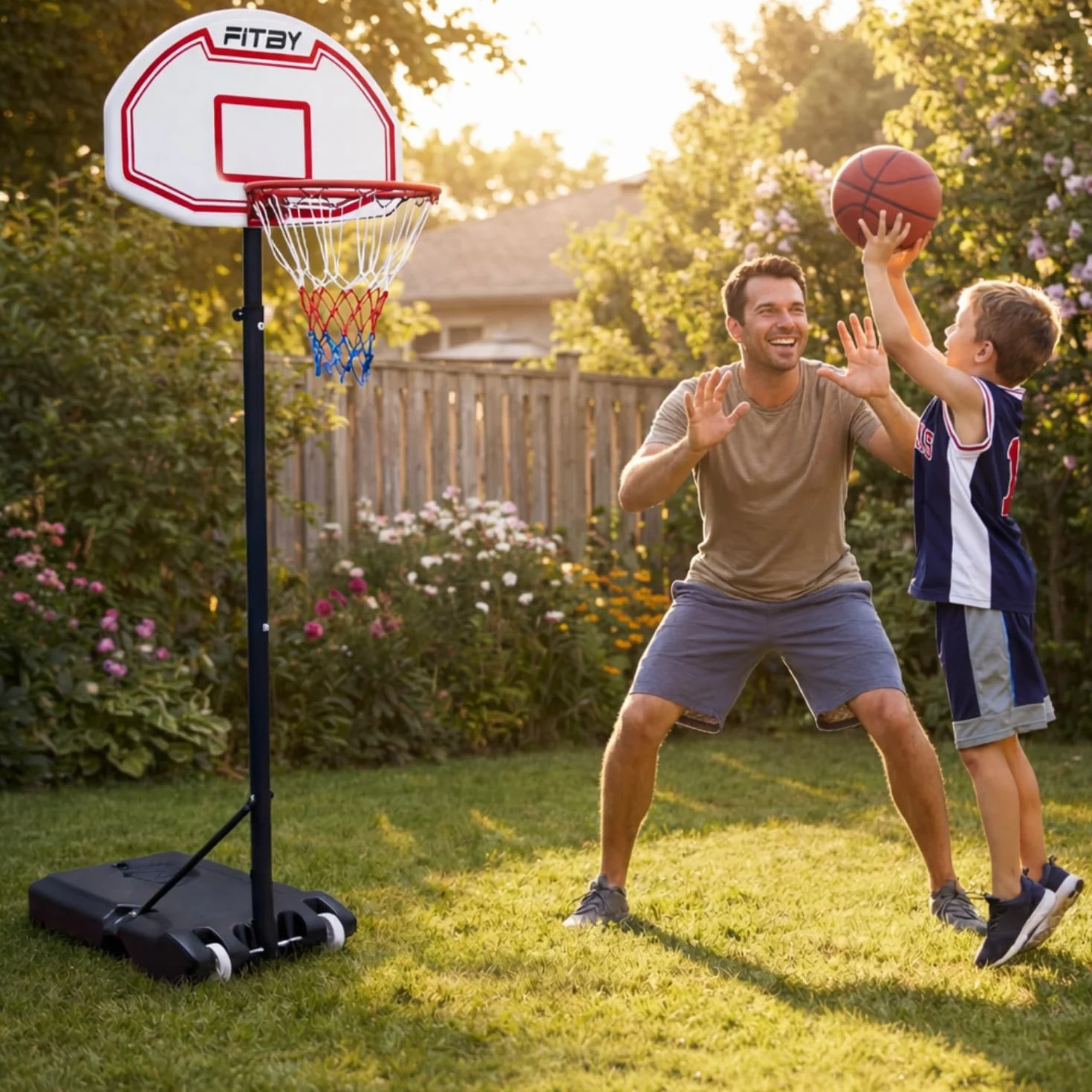 Canasta de Baloncesto Exterior Altura Ajustable Portátil con Ruedas para Niños y Adultos