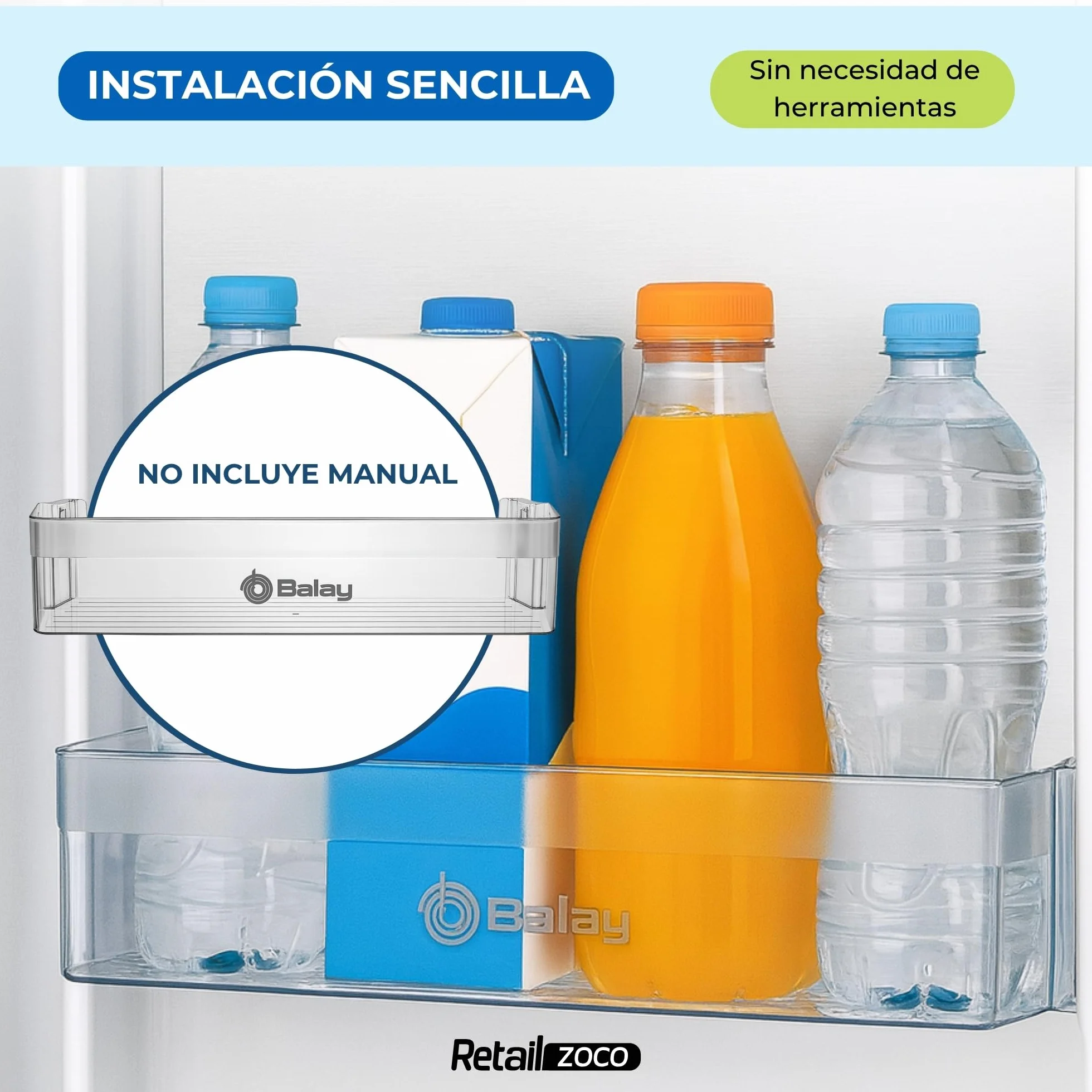 Estante Botellero Frigorífico compatible con Balay, Botellero inferior para nevera 3KF6550MI 3KF6551MI 3KF6626WE 3KF6635WI