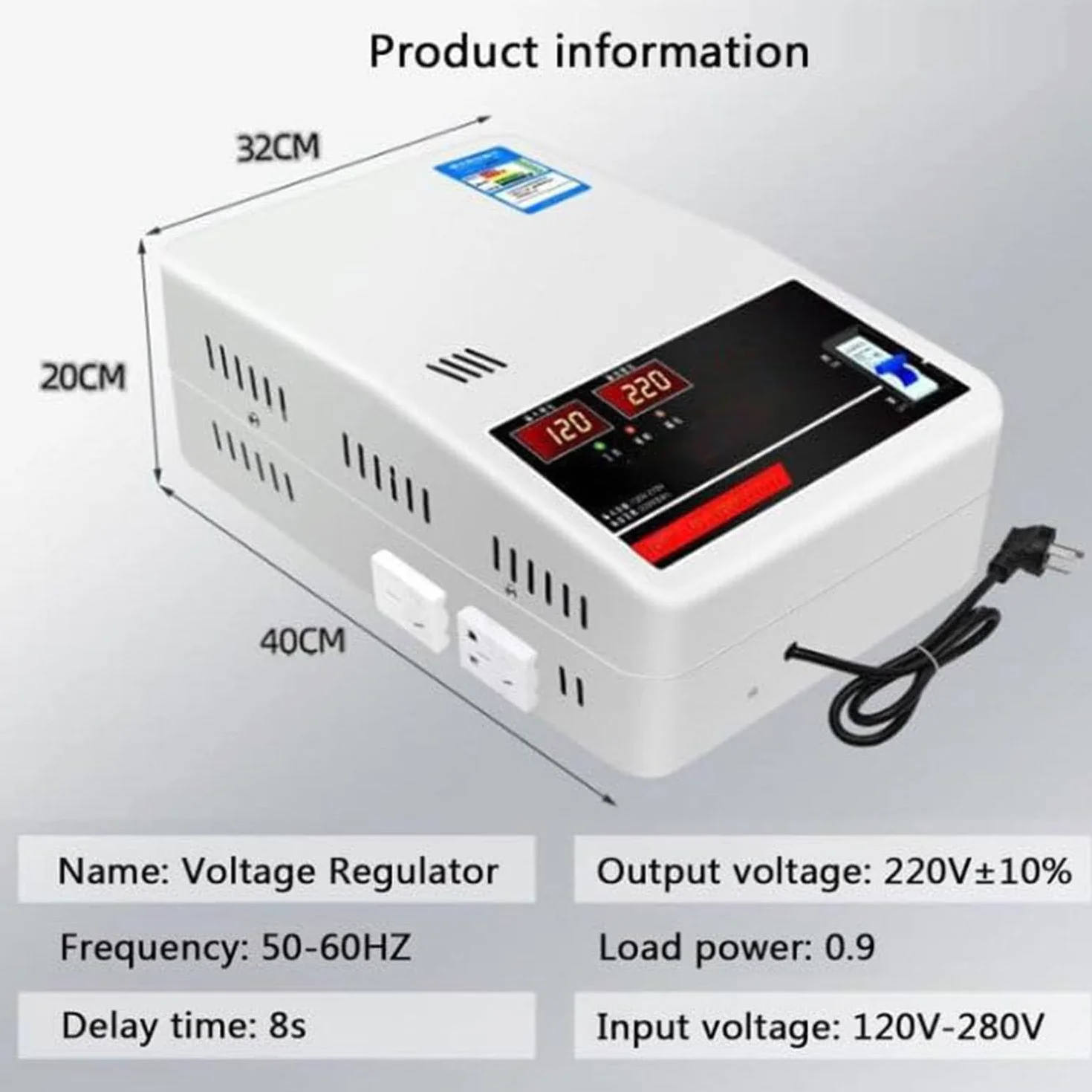 Estabilizador Voltaje Automático,Estabilizador Voltaje Ca Salida Monofásica 220v,Regulador/Estabilizador Voltaje Monofásico Alta Resistencia,para Computadoras,Refrigeradores Y TV,15000w