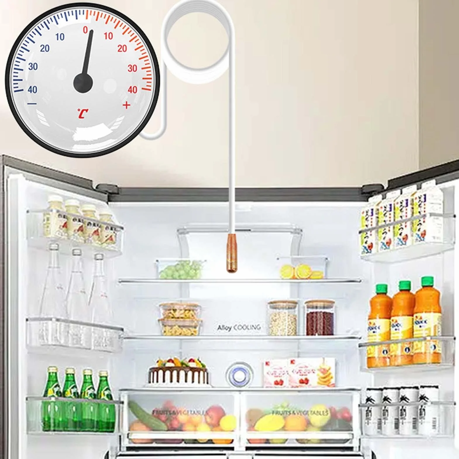 Termómetro capilar alta precisión con sensor latón para refrigeradores