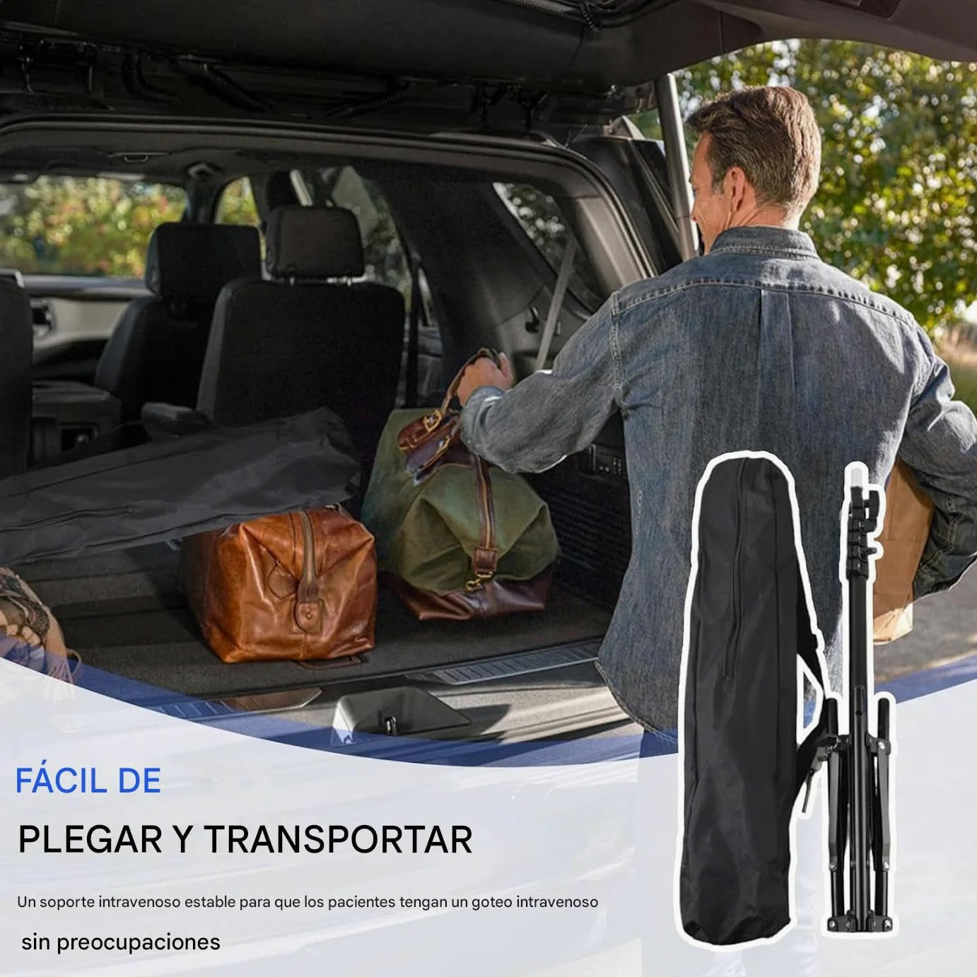 Soporte para Suero - Soporte Intravenoso para Hospital con Gancho para Botella | Equipo Plegable con Ruedas para Clínicas Asistencia Domiciliaria Uso Diario Interior Y Exterior