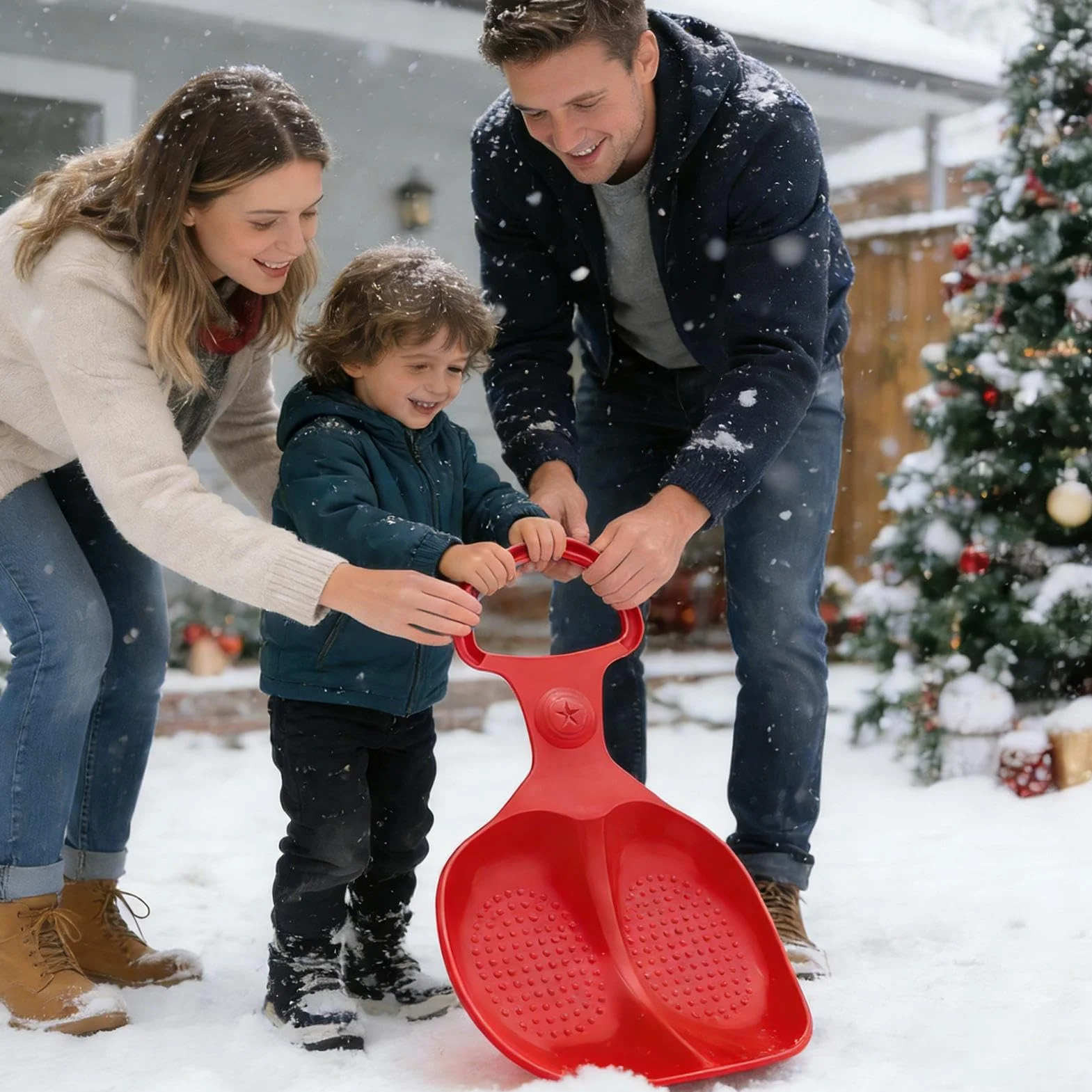 Trineo de nieve Bob con asa para familias, niños y adultos