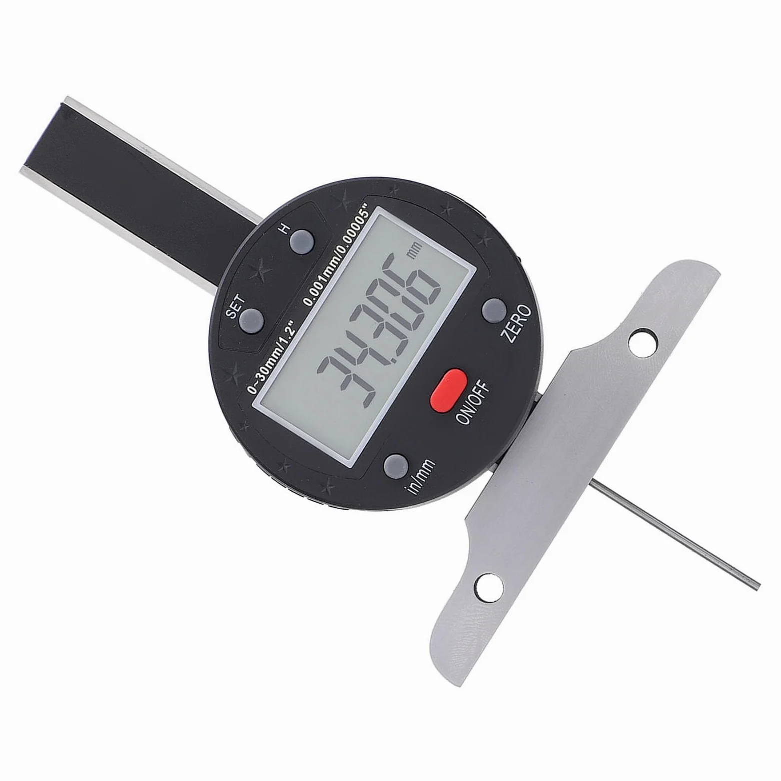 Cuifati Medidor de Profundidad Digital 0-30 Mm 0-1,2 Pulgadas Indicador Electrónico con Precisión de 0,001 Mm 0,0005 Pulgadas, Herramienta de Medición de Profundidad de Transferencia de Datos USB,