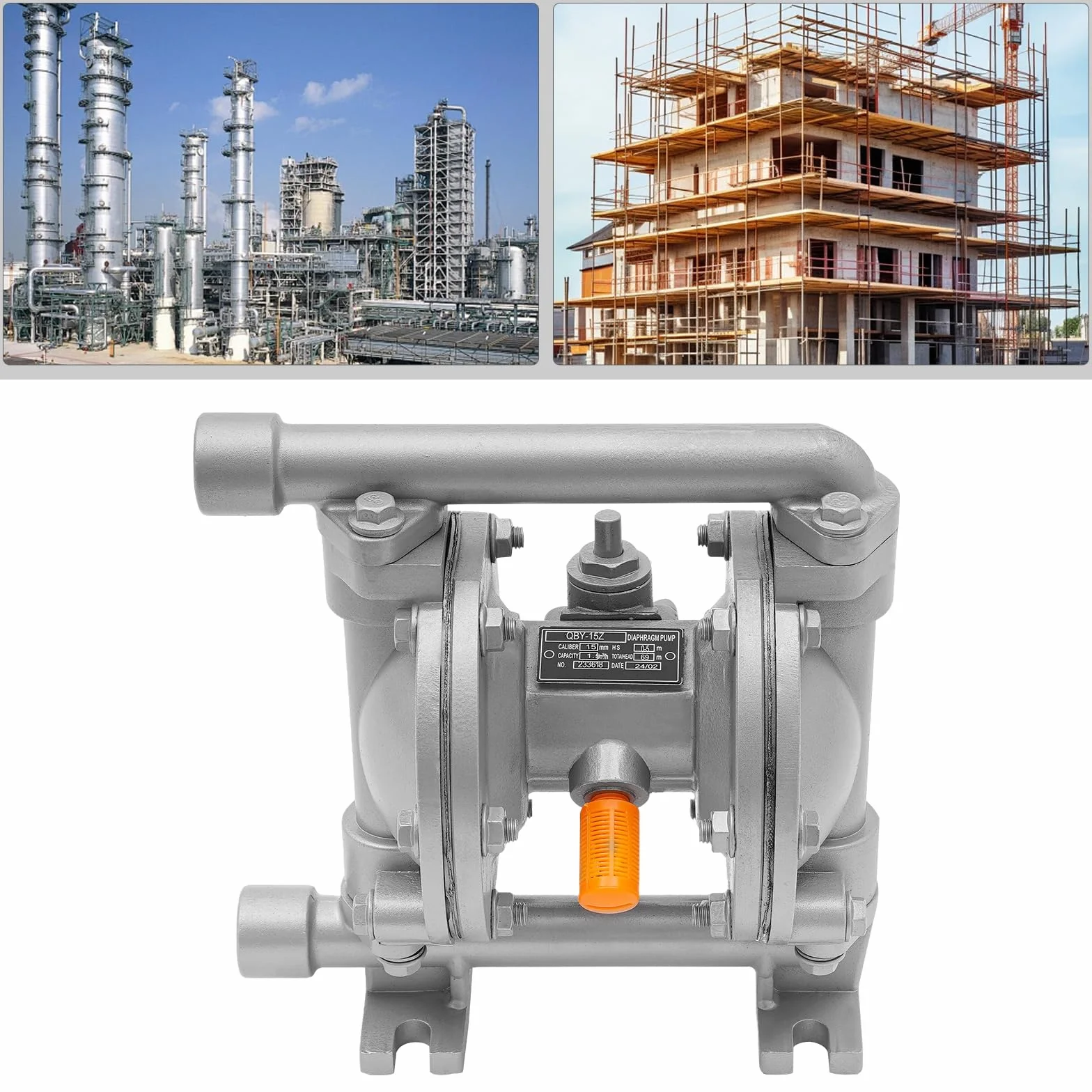 Bomba neumática de diafragma, doble diafragma, 7 kgf/cm, para petróleo y productos químicos