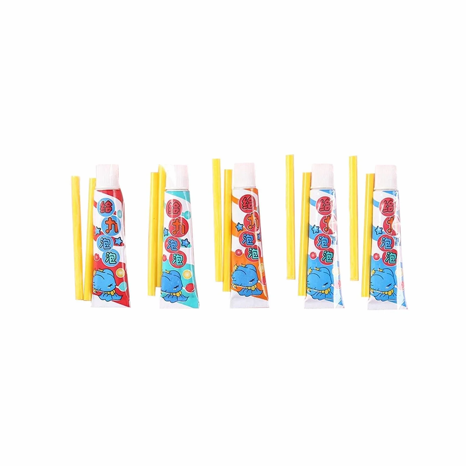 Globos mágicos de burbujas de soplado, pegamento mágico con popote, juguete colorido para fiestas, regalo (5 piezas)