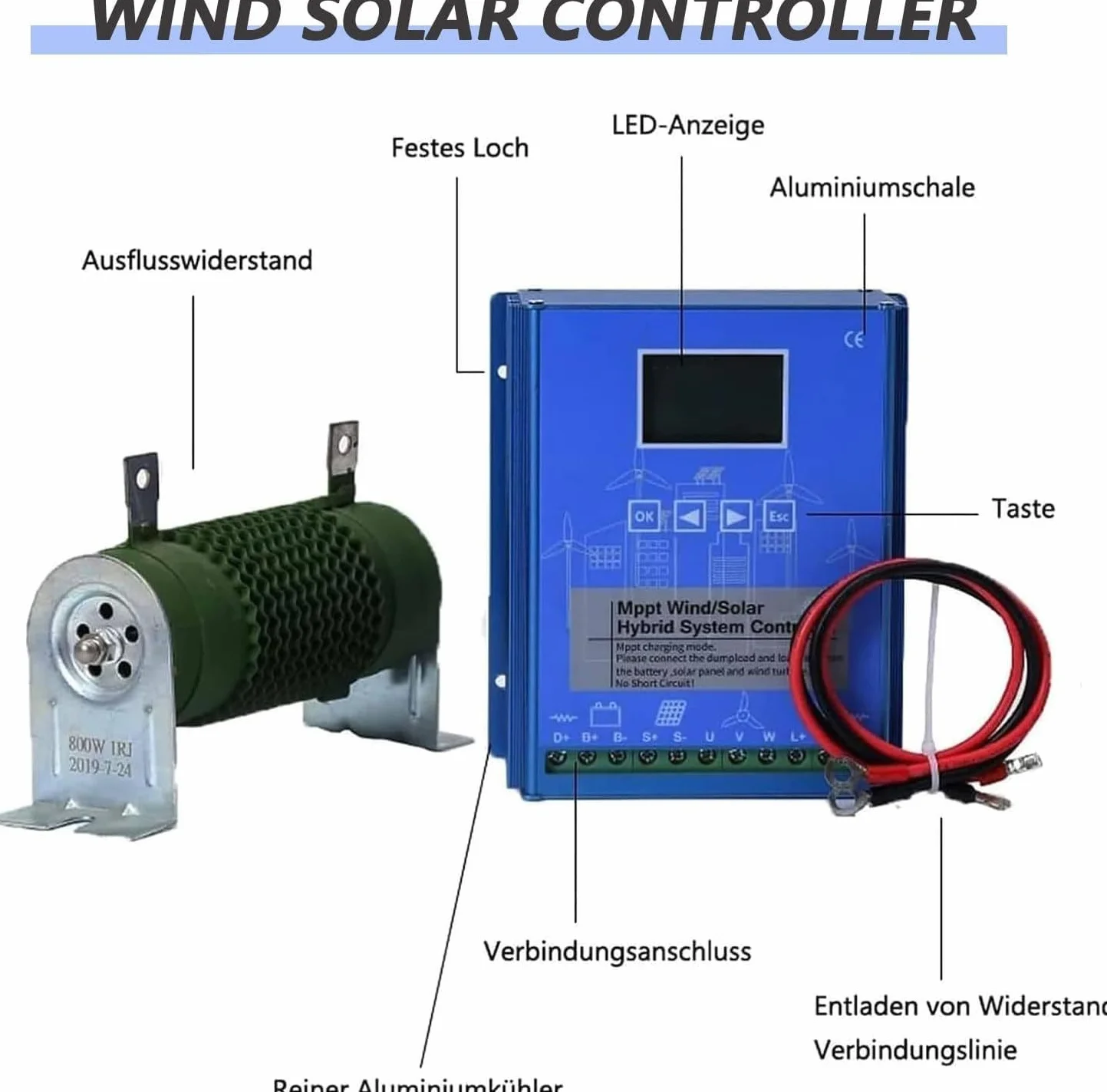 Controlador de carga híbrido Solar eólico de 6000W-12000W, regulador de carga MPPT de 12V, 24V y 48V con pantalla LCD y carga de descarga(12000W,48V)