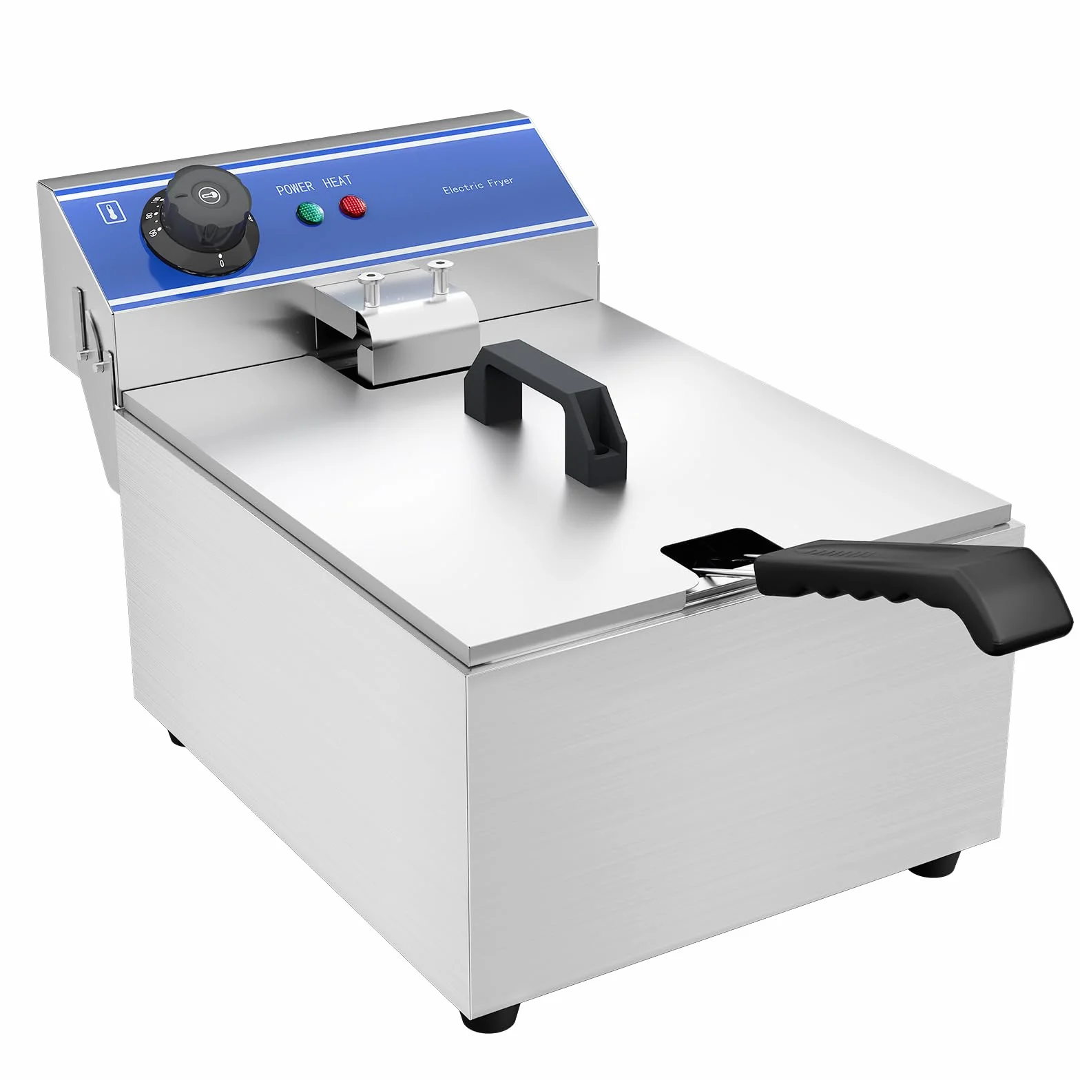 Freidora Eléctrica 10L Comercial Acero Inoxidable Capacidad de aceite máxima es 6L, freidora de aceite, 3000W 220V-240V termostato 60-200 ° C