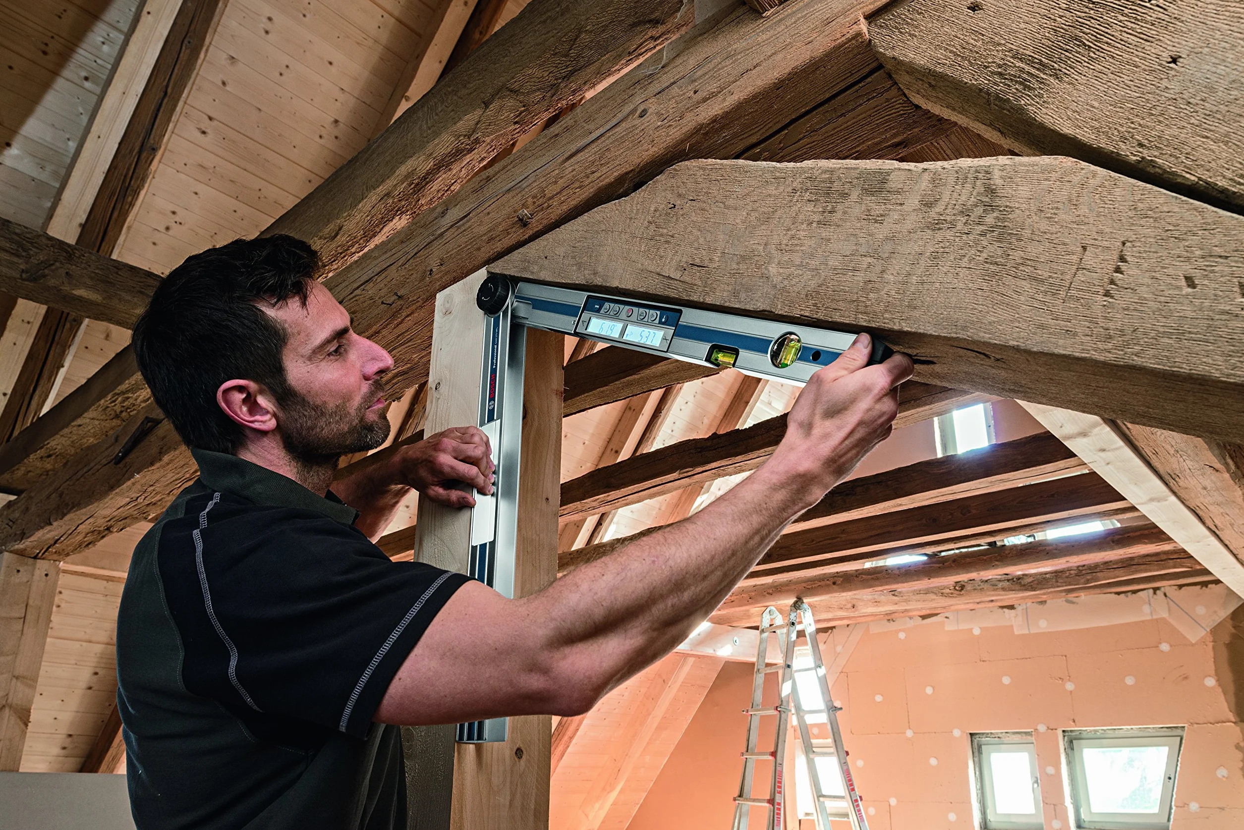 Bosch Professional Medidor digital de ángulos e inclinómetro GAM 270 MFL (precisión láser, cálculo de ángulos de inglete, margen de medición: 0 - 270º, longitud: 60 cm)
