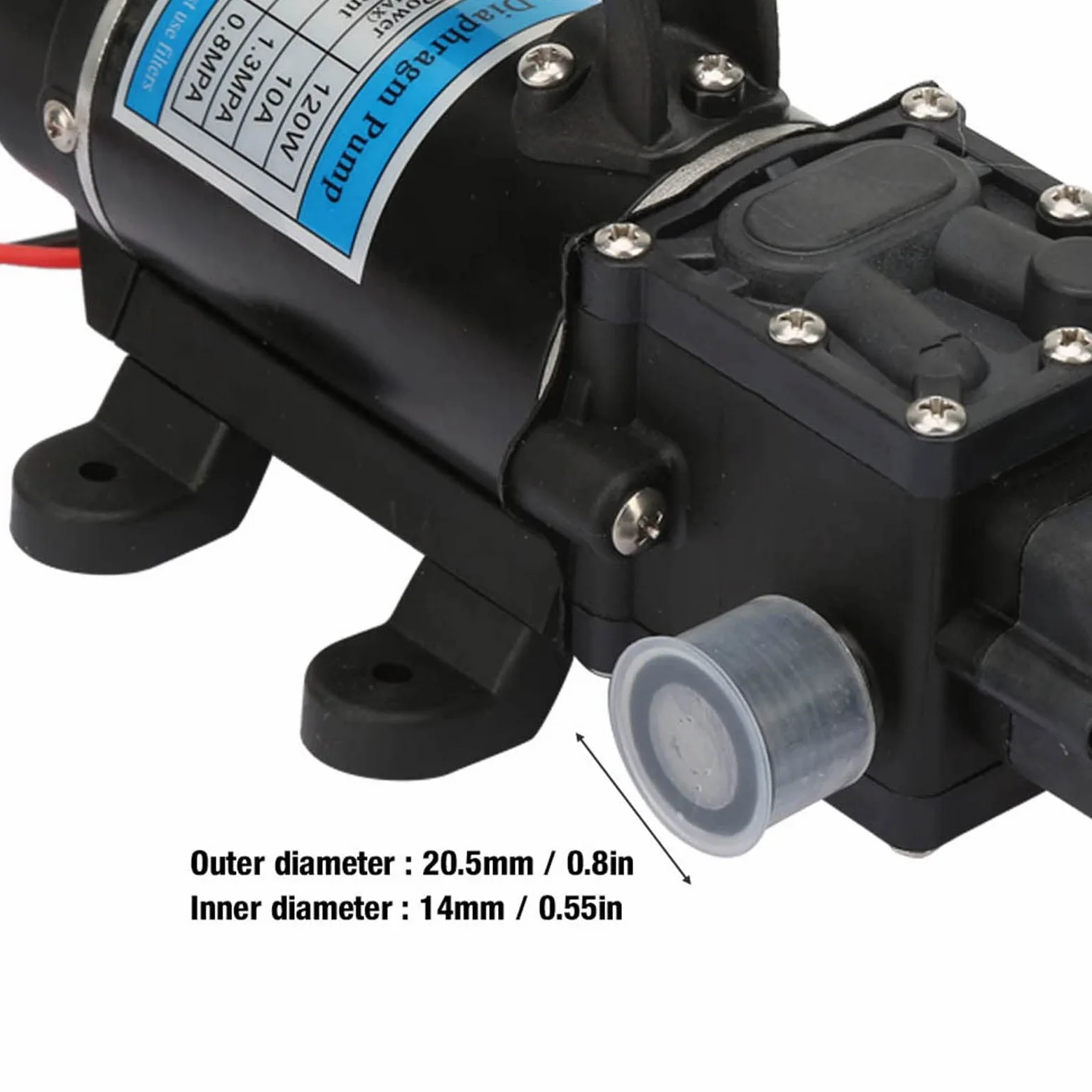 Bomba de Agua de Alta Presión 120W 10L/m 12V/24V Bomba de Agua Eléctrica Bomba de Diafragma Autocebante para Lavadora a Presión Sistemas de Riego Amantes del Jardín Artesanos (12V 3210YD-12-120FS)