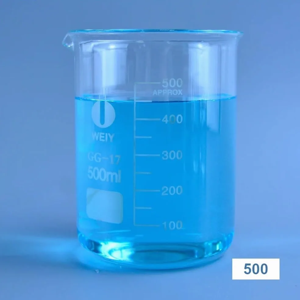 Vaso medidor de Laboratorio, Transparente, de 500 ml, con Pico Graduado para investigación científica.