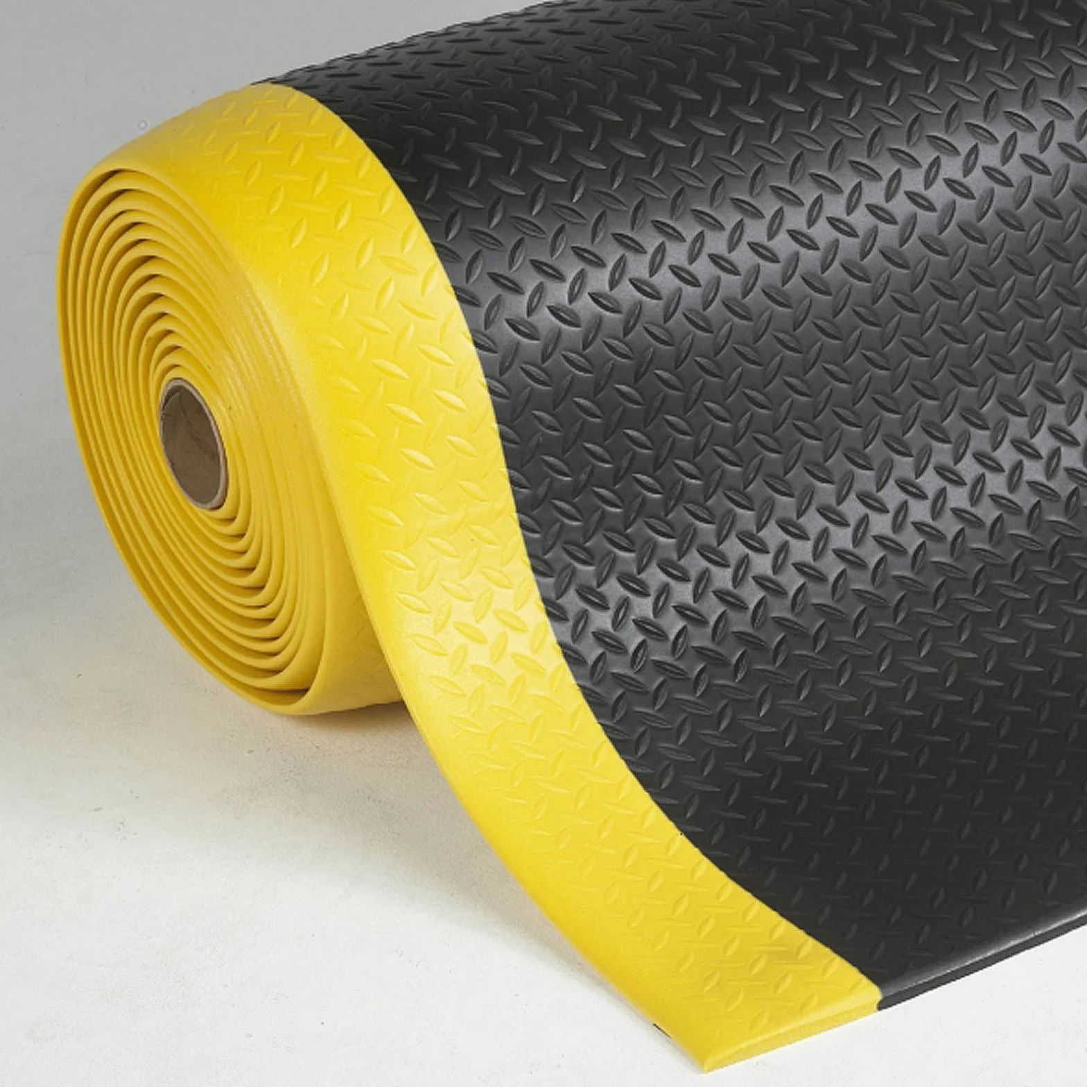 Floordirekt Esterilla antifatiga, 120 x 250 cm, color negro y amarillo, resistente para el lugar de trabajo de pie, alivia las articulaciones para mayor comodidad al estar de pie. Dyna-Protect Diamond