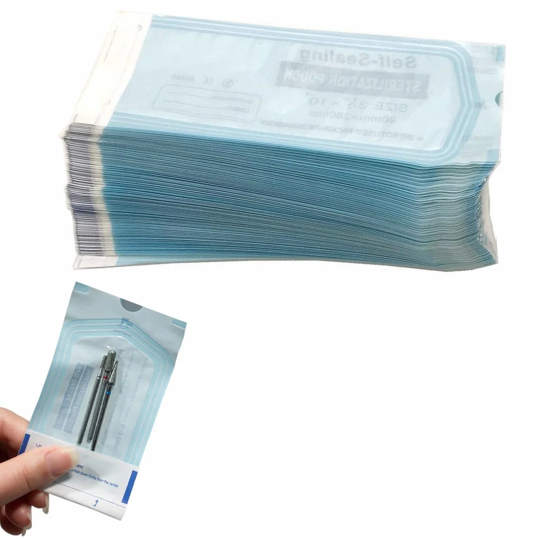 YUZNA 100 unidades bolsas desechables con cierre autoadhesivo autosellante para herramientas dentales tatuajes manicura compatible autoclave 5.7 x 13 cm