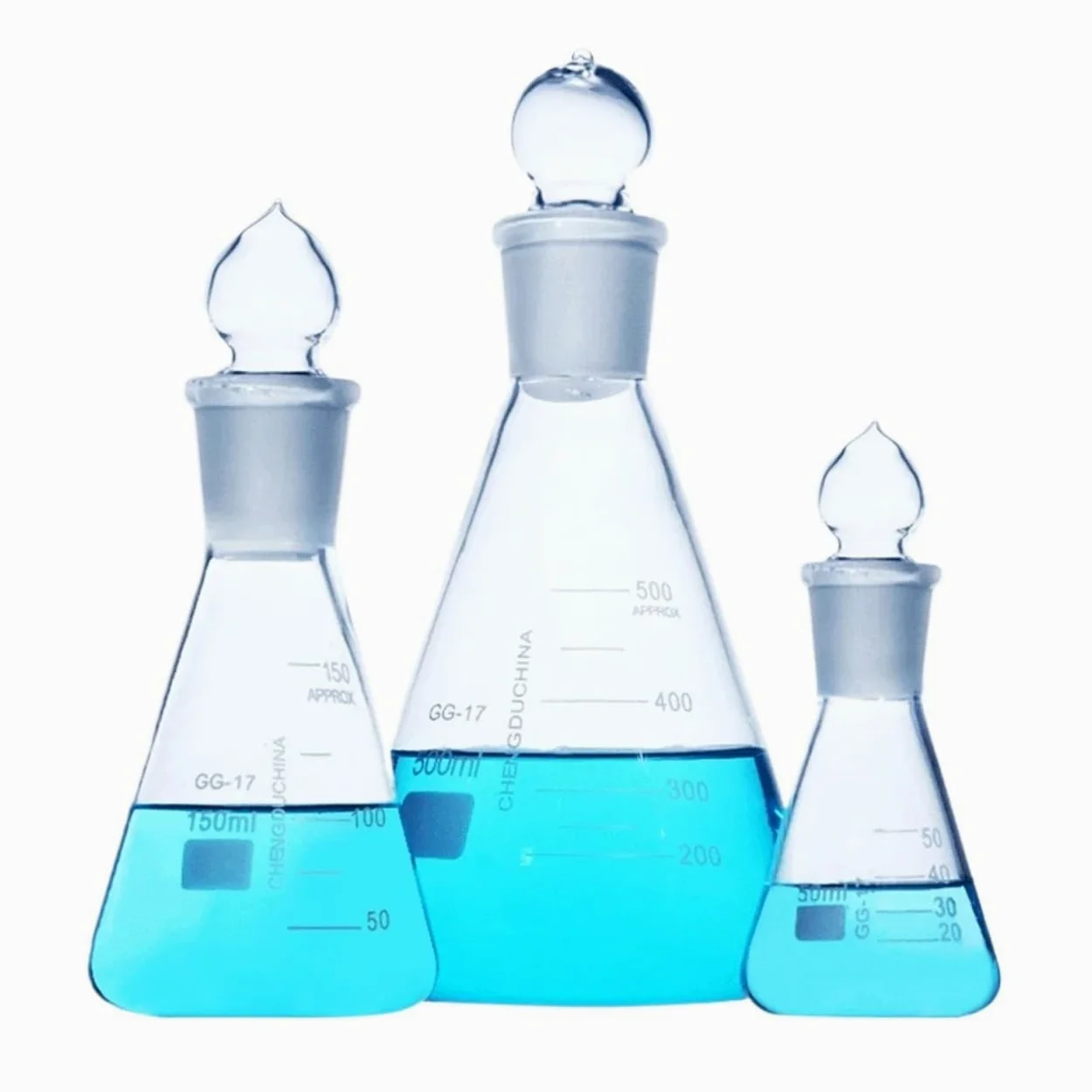 Matraz Erlenmeyer Graduado de Borosilicato, Matraz cónico triangular de borosilicato 3,3 mm con tapón de boca de 19/26, 24/32 y 29/32 de 25 a 1000 ml. Cristalería de laboratorio.(1000ml 29-32)