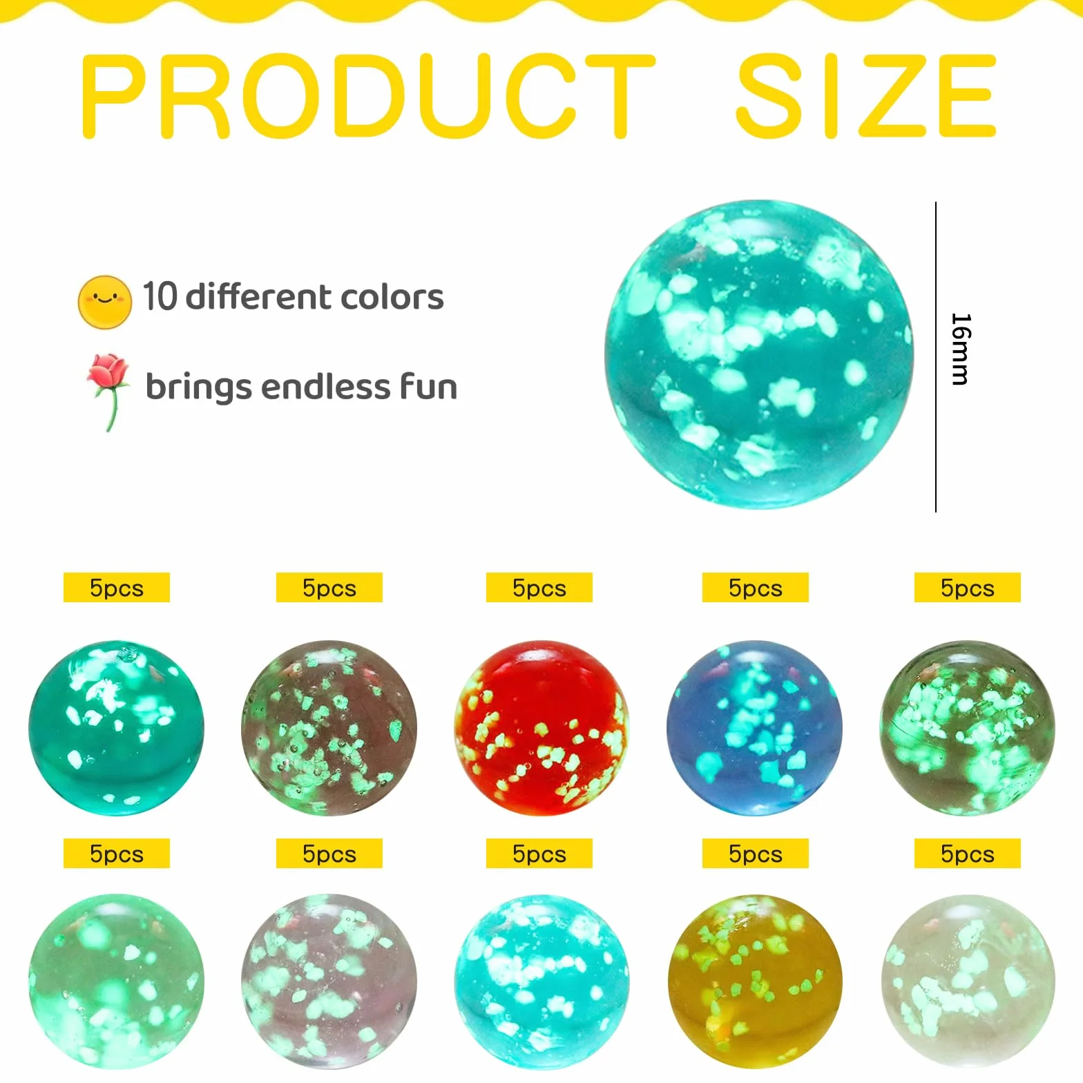 Canicas de Cristal Brillan en la Oscuridad 50 Piezas para Niños