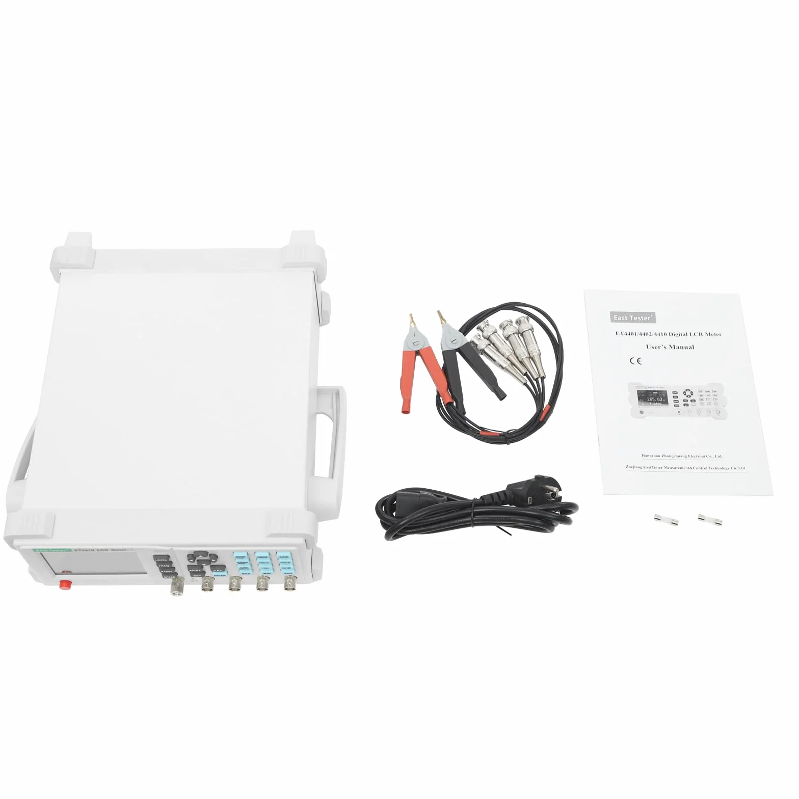Medidor LCR ET4410,Medidor LCD digital de mesa de alta precisión,LCR con soporte ajustable Terminales de prueba Cable de alimentación Largo Pantalla LCD clara,Alta eficiencia Equipo de prueba