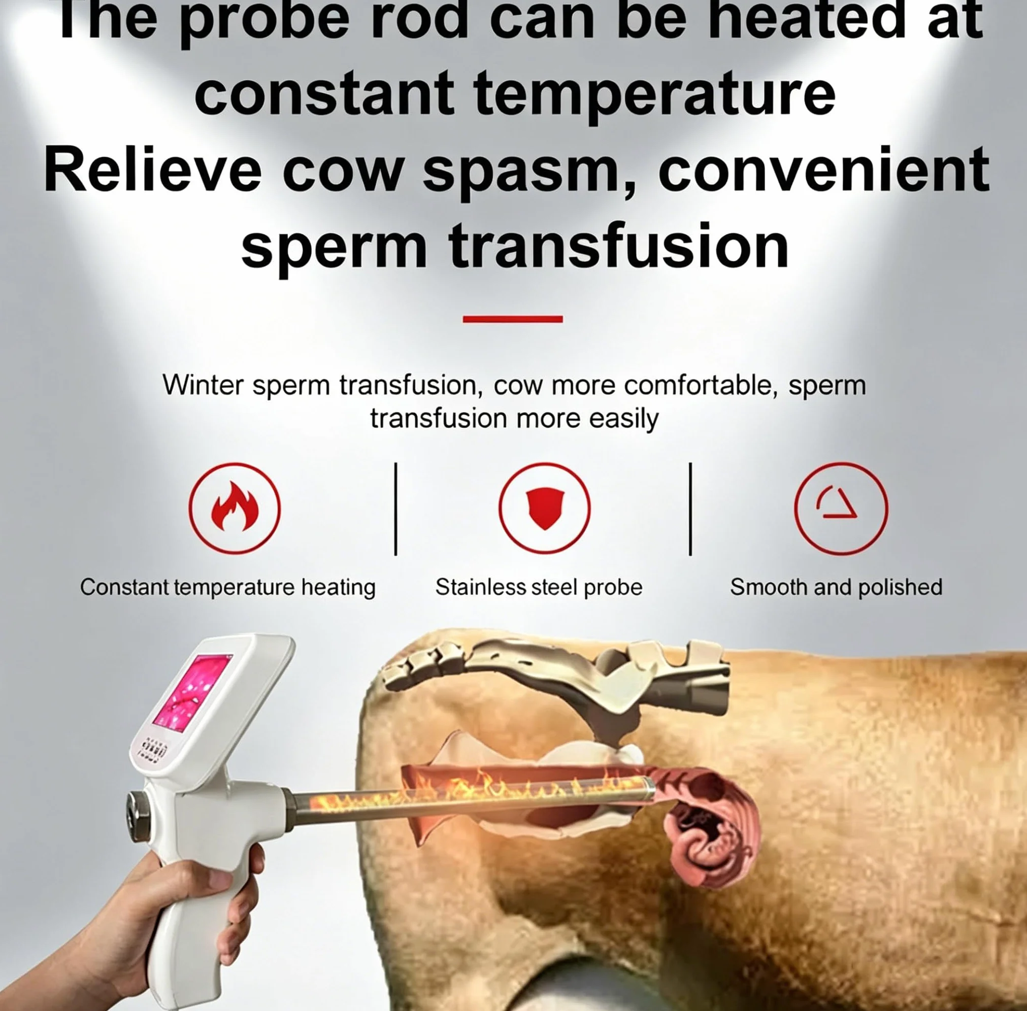 Pistola De Inseminación Artificial, Pistola De Inseminación Profesional con Pantalla LCD, Kit De Inseminación Artificial para Ganado - Herramientas De Cría De Ganado