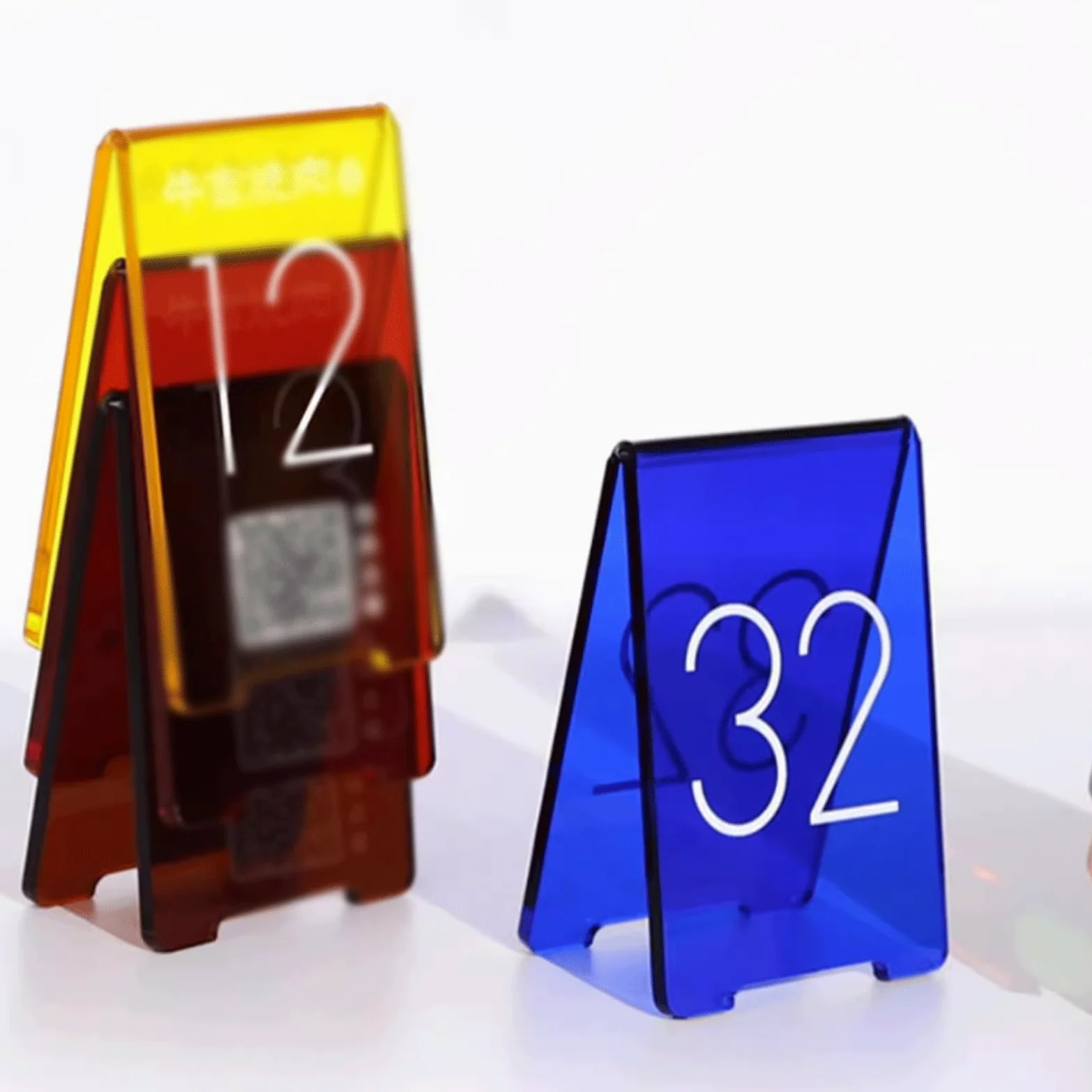 Mini Soporte para Menú De Mesa De Acrílico Translúcido, 6 Piezas, Soporte para Números De Mesa Multicolor, Tarjetas De Lugar Acrílicas para Comedor, Restaurante (Rojo Rosa 45485)