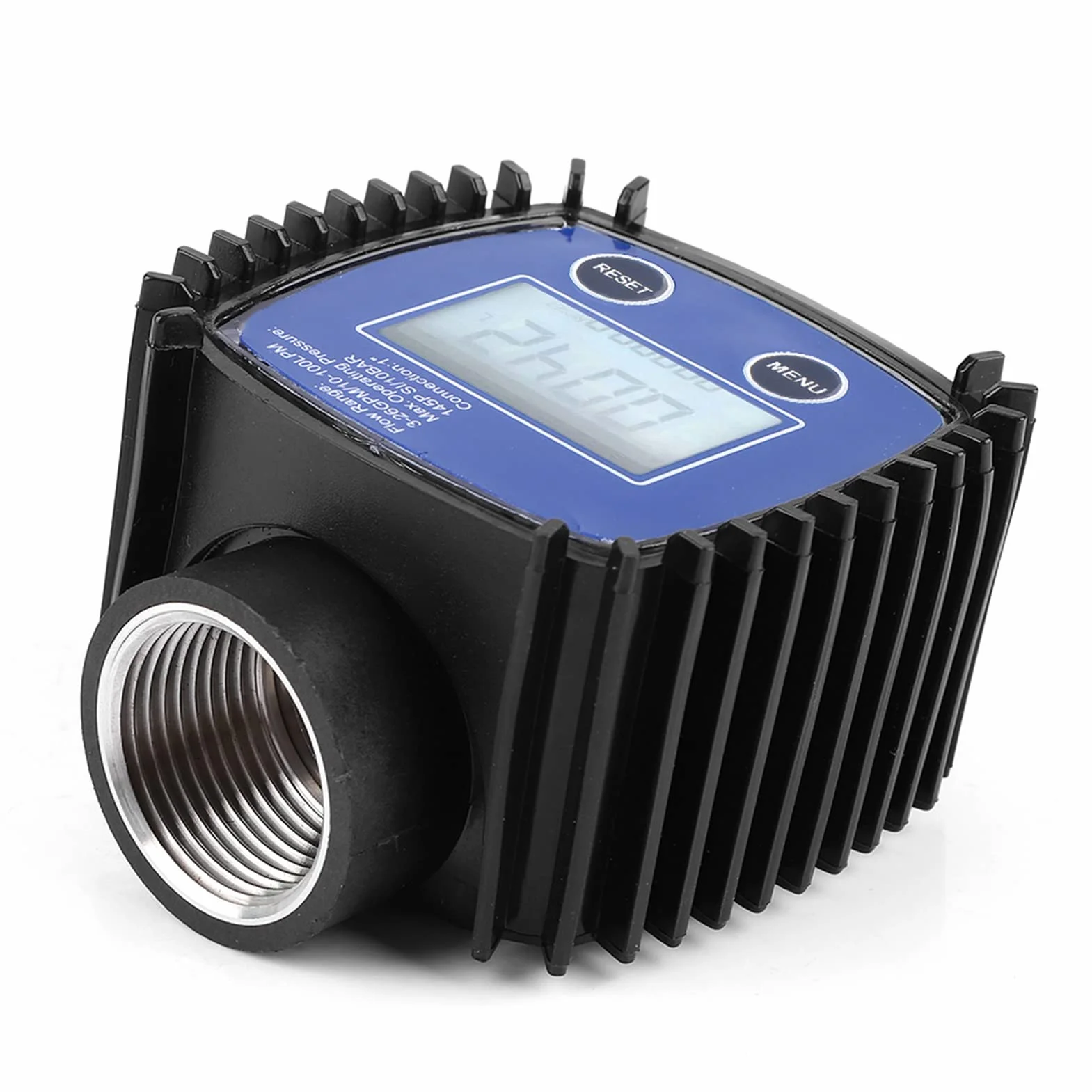 Cuifati Medidor de Flujo Universal con Pantalla LCD, Alta Precisión 1%, Turbina para Diésel, Agua, Aceite
