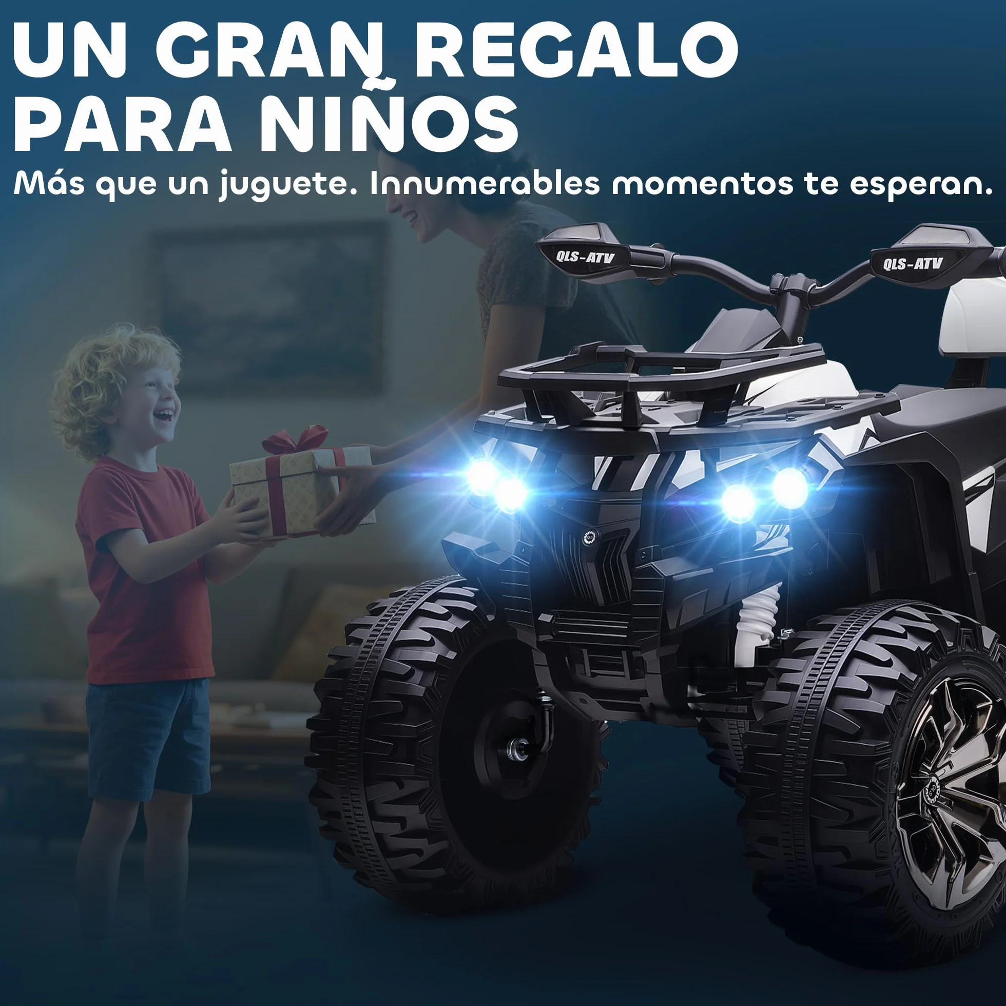 HOMCOM Quad Eléctrico para Niños 12V 10AH 2 Motores 3–8 km/h LED MP3 USB Blanco