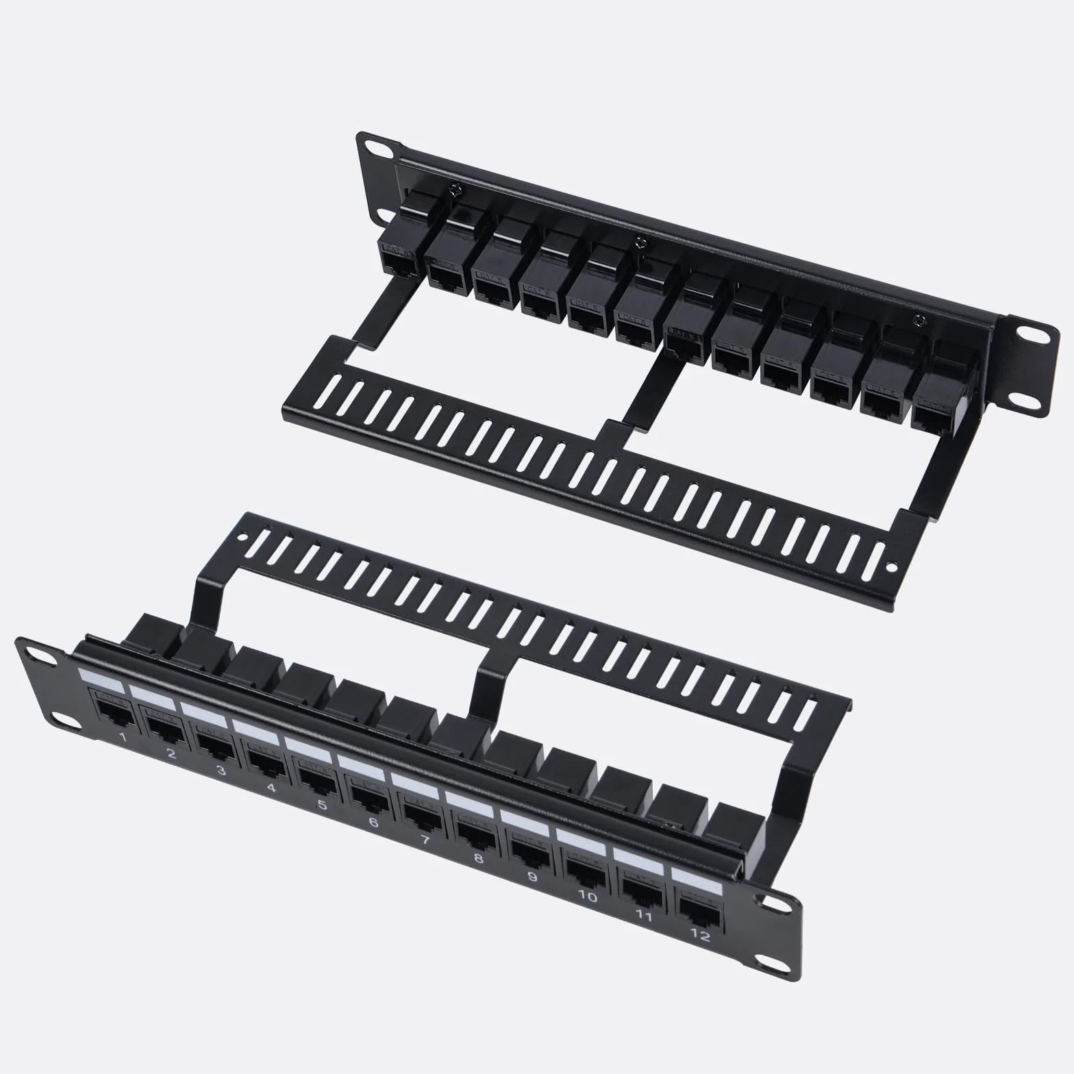 GeeekPi 12 puertos panel de conexión Cat6 1U montaje en rack con acoplador Keystone gestión de cables para DeskPi RackMate T1 T0 T2 Plus