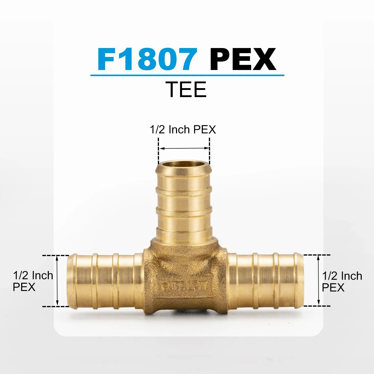 (20 unidades) 1/2 pulgada PEX Tee F1807, accesorio de crimpado de latón LF para tubo PEX-b