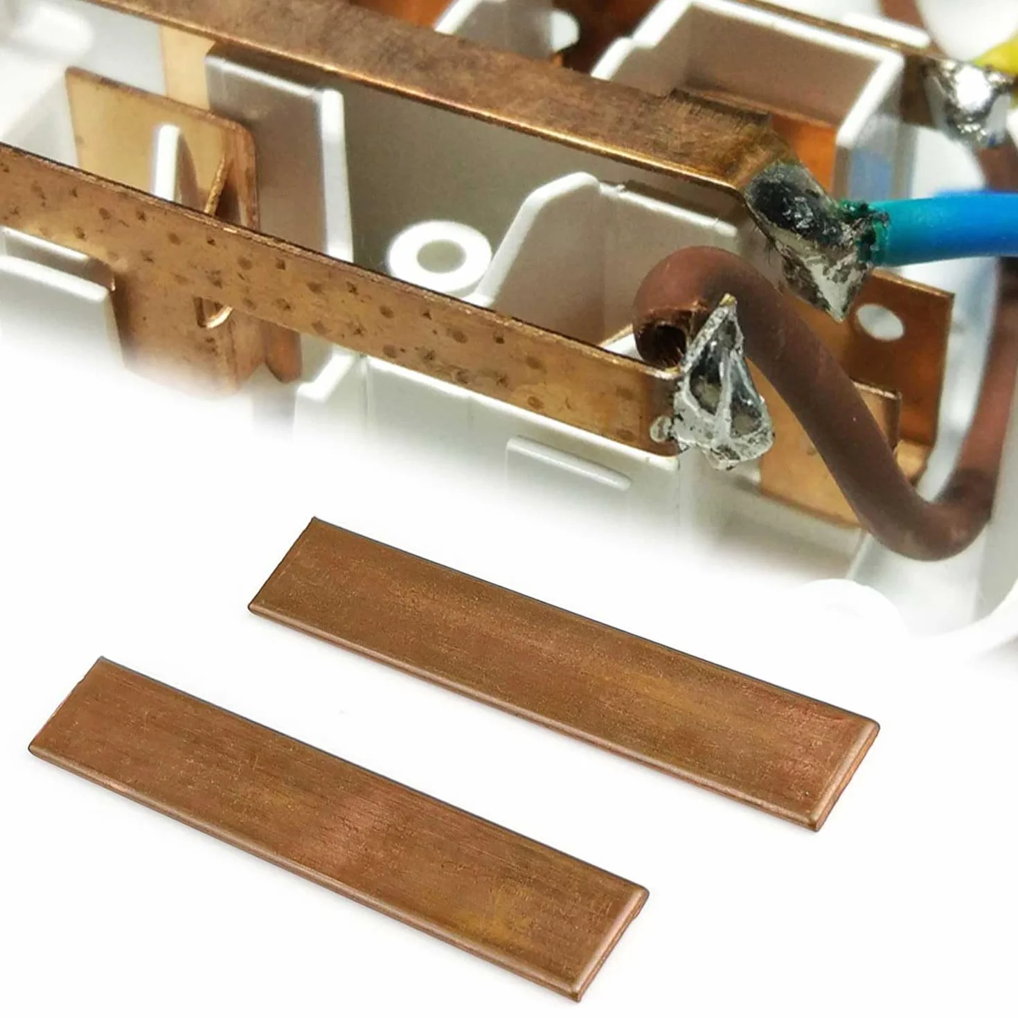 T2 Hoja de Cobre Puro, Barra Roja, Buena Conductividad Térmica, Excelente Ductilidad, Plana, Adecuado para Cableado de Equipos (105 × 20 × 3 mm)