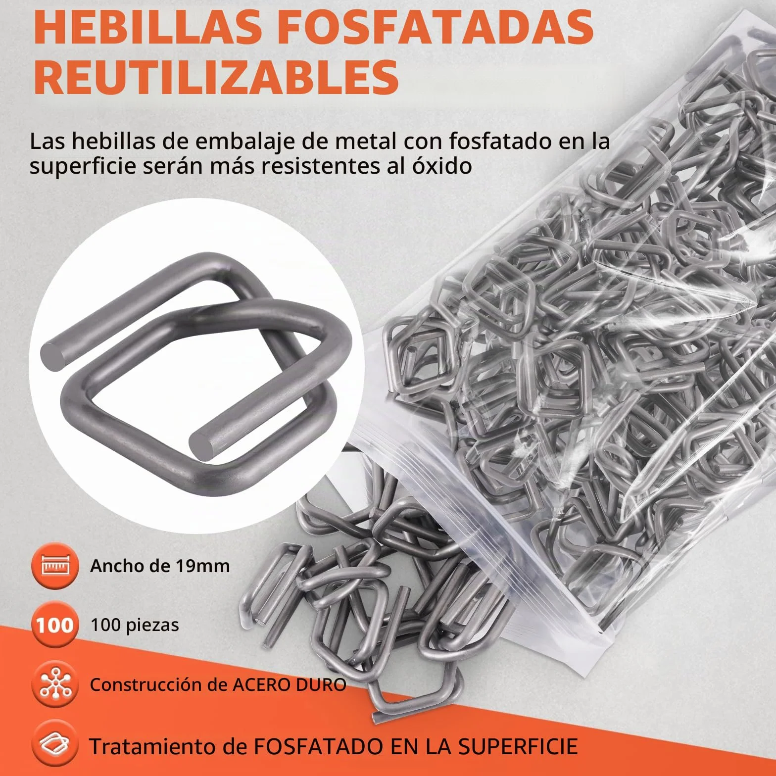 BAOSHISHAN Kit de flejado con tejido textil para embalaje de palés (tensor 2 en 1 + flejado textil de 100 m + 100 hebillas de embalaje de fosfatación + 20 esquinas de embalaje)