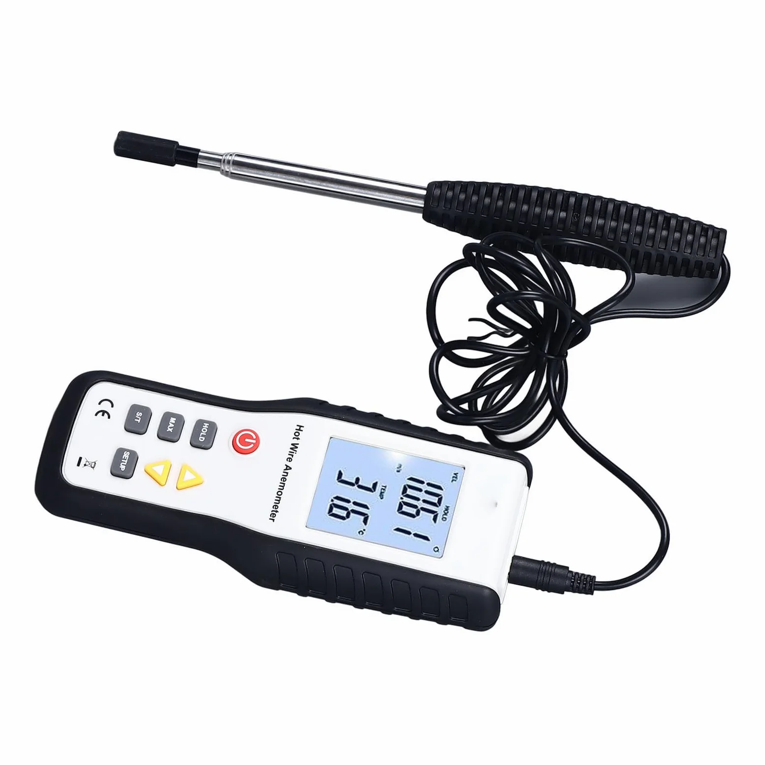 AMONIDA Anemómetro Térmico de Alta Sensibilidad Medidor de Velocidad del Viento Portátil con Pantalla LCD para Actividades Al Aire Libre Diseño Ergonómico Liviano