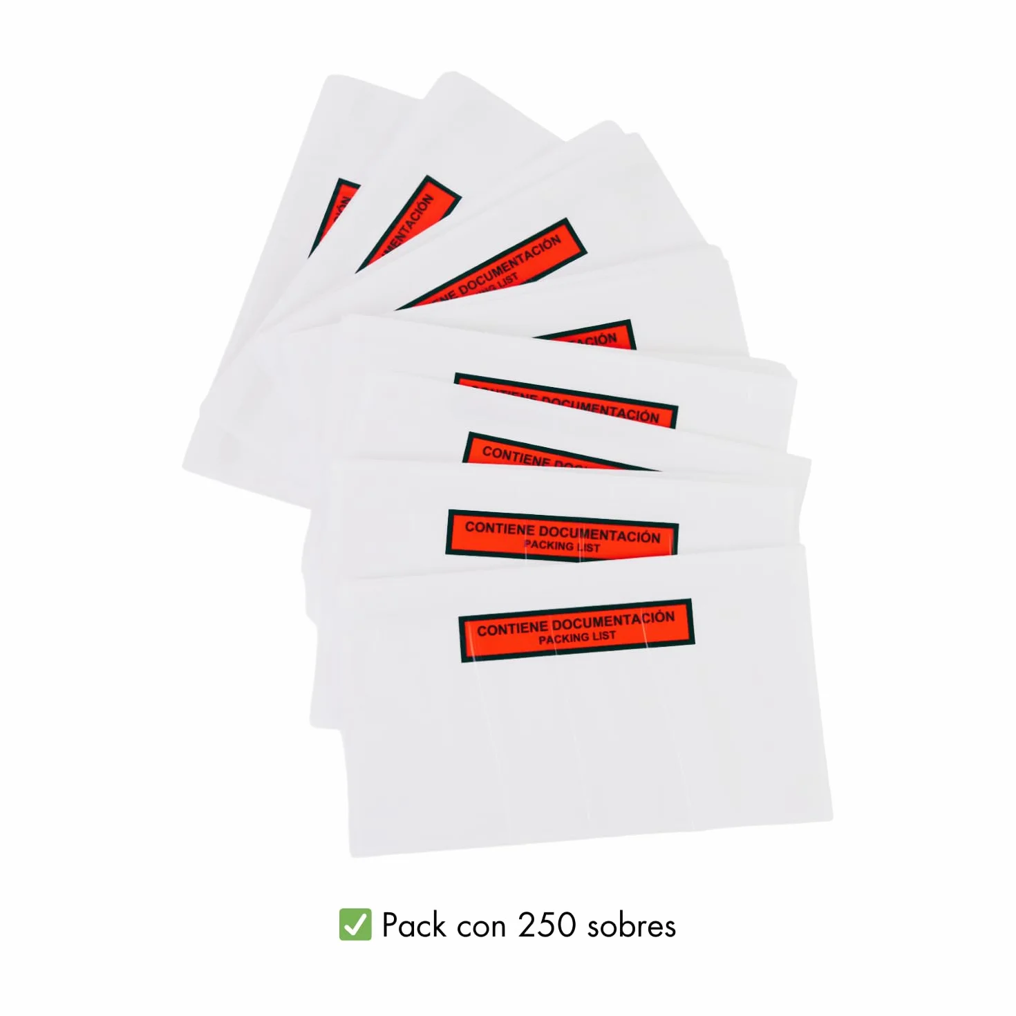 Sobres de 240x140 mm, 250 unidades - Portadocumentos autoadhesivos - Material de oficina