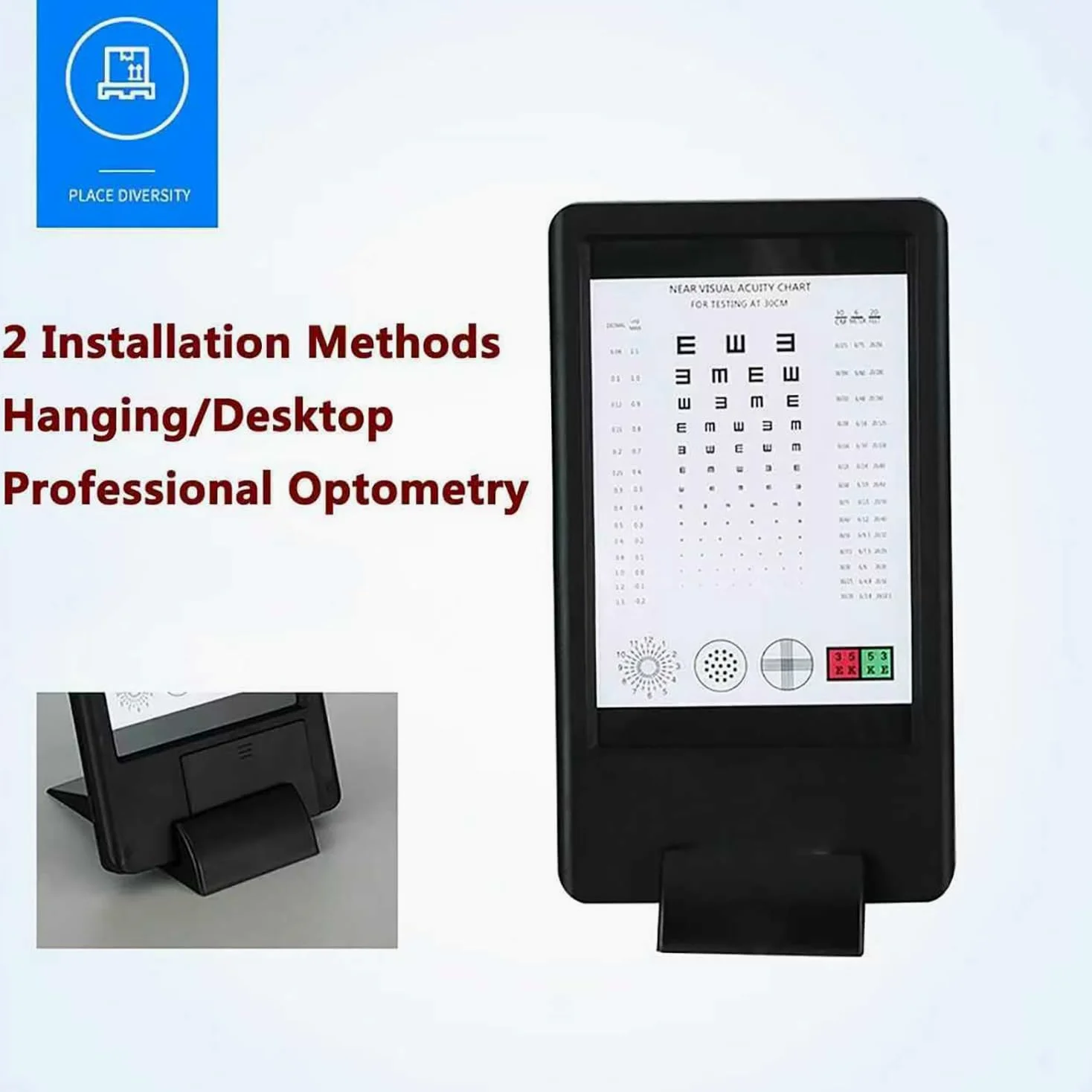 Tabla de visión, gráfico de optotipos LED de doble cara con brillo ajustable para detección de visión cercana y lejana