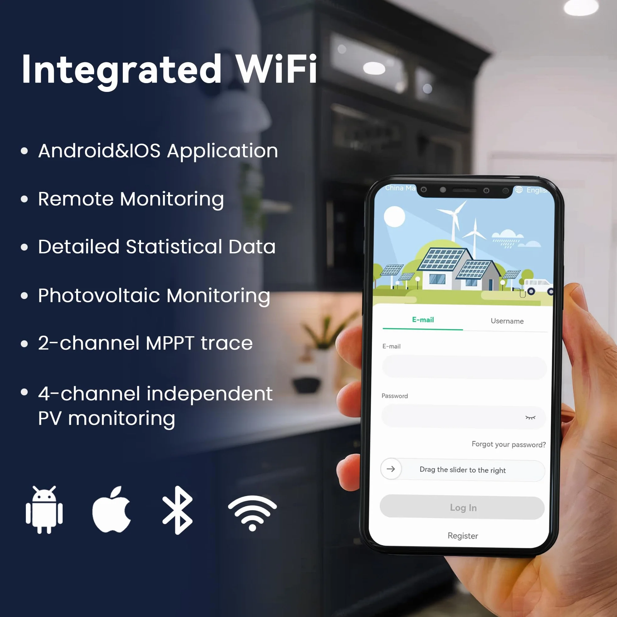 Microinversor RC de 2000W, Entrada de 26-60V CC, inversor de módulo fotovoltaico, microinversor MPPT, Compatible con monitoreo Remoto por WiFi