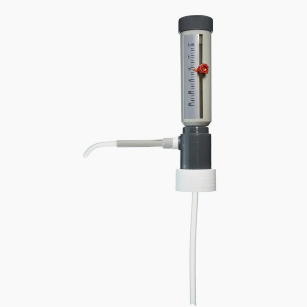 Dispensador de Líquidos Semiautomático Económico para de Laboratorio, de 5 A 25 Ml, con Adaptador GL45.