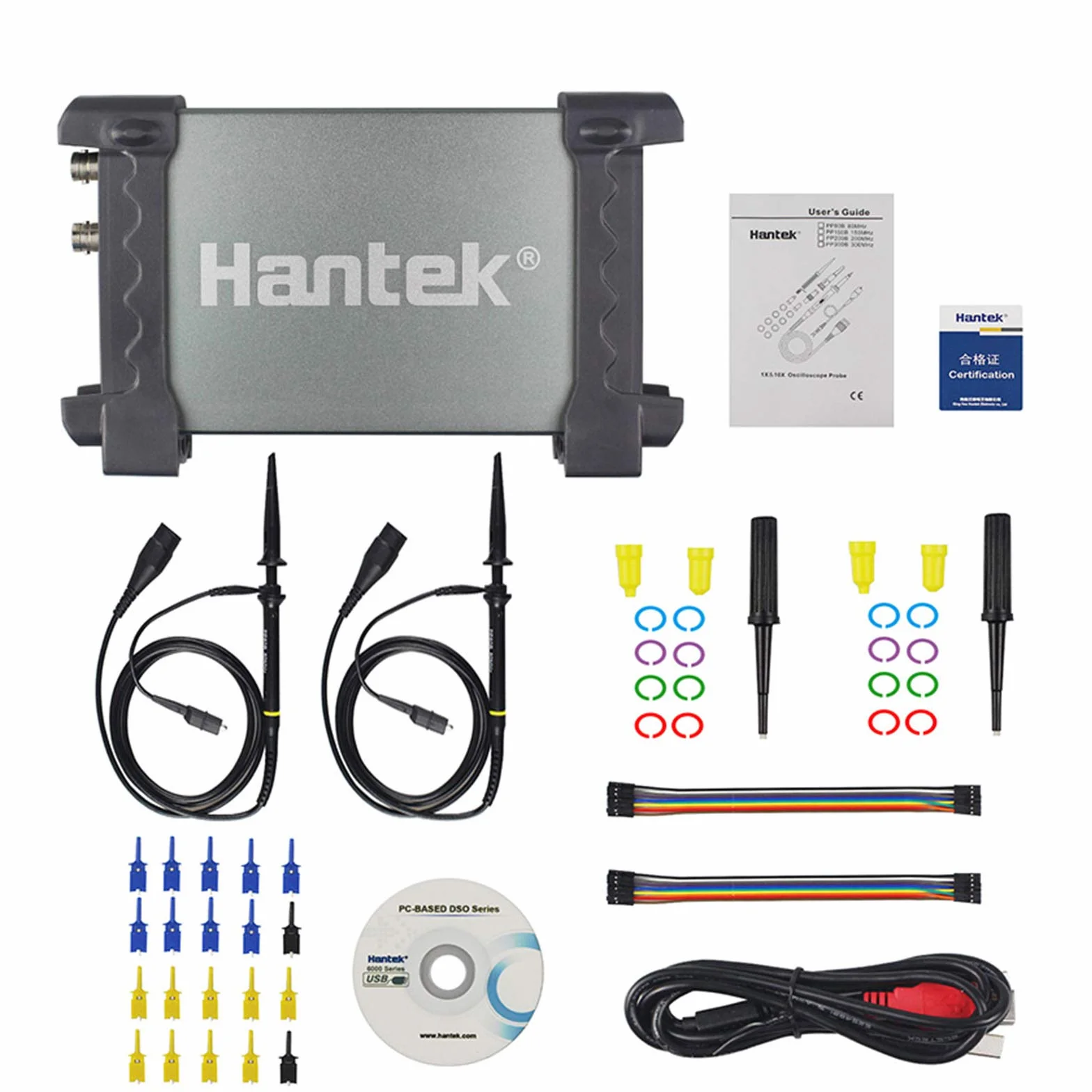 Hantek 6022BL PC USB Osciloscopio 2 Canales Digitales 20MHz Ancho de Banda 48MSa / s Frecuencia de Muestreo 16 Canales Analizador Lógico