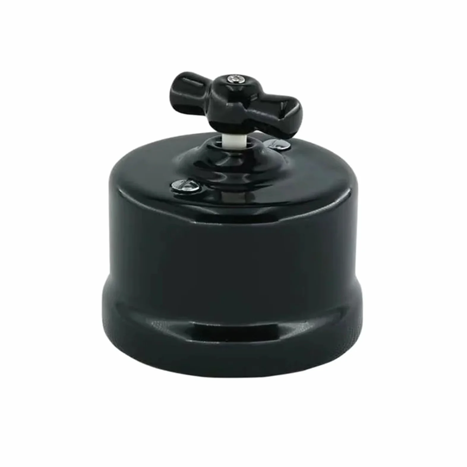 Interruptor giratorio de cerámica for luz de pared, interruptor de perilla de control de 2 vías for mejoras del hogar(Black Switch)