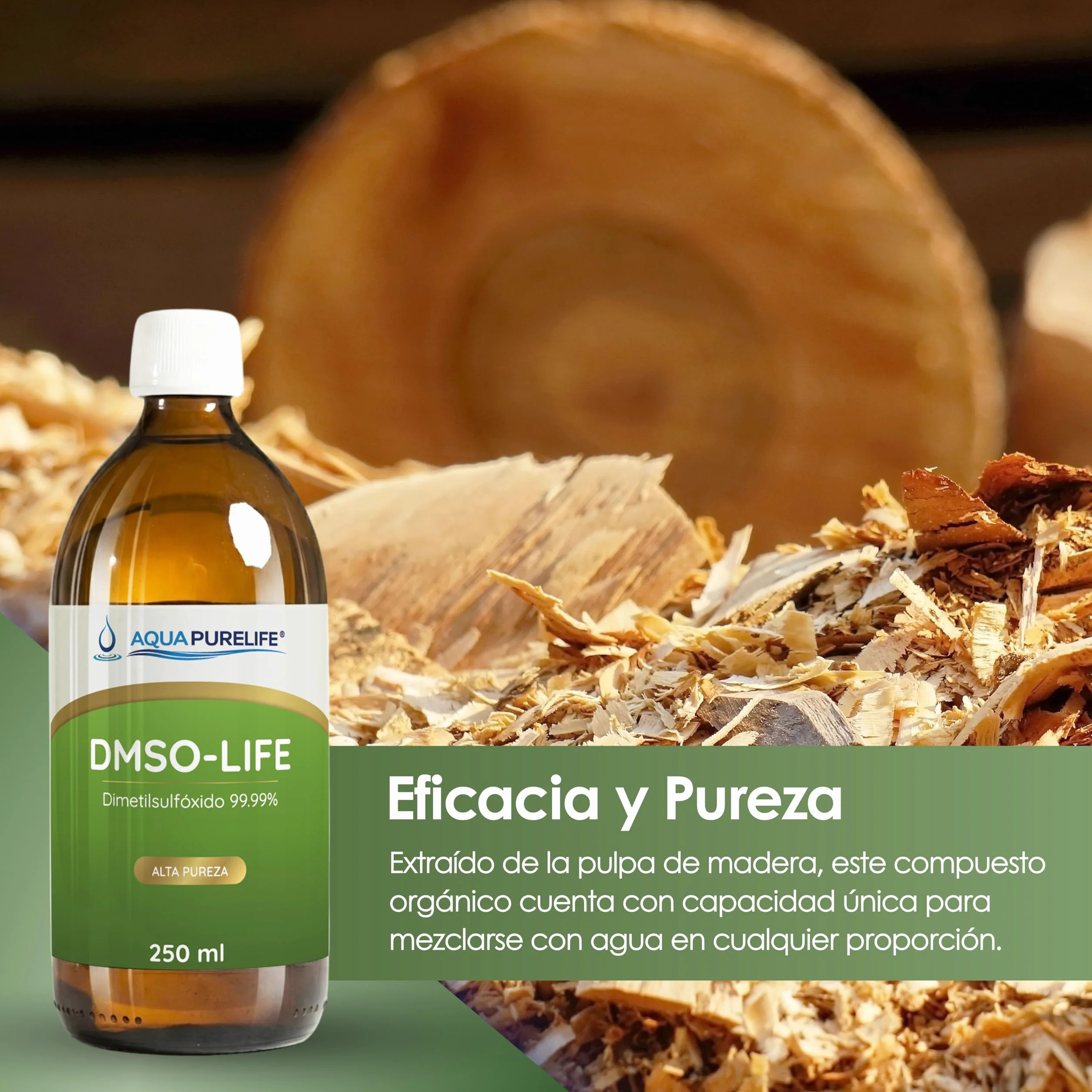 DMSO al 99,9% puro 250ml en botella cristal ámbar con gotero