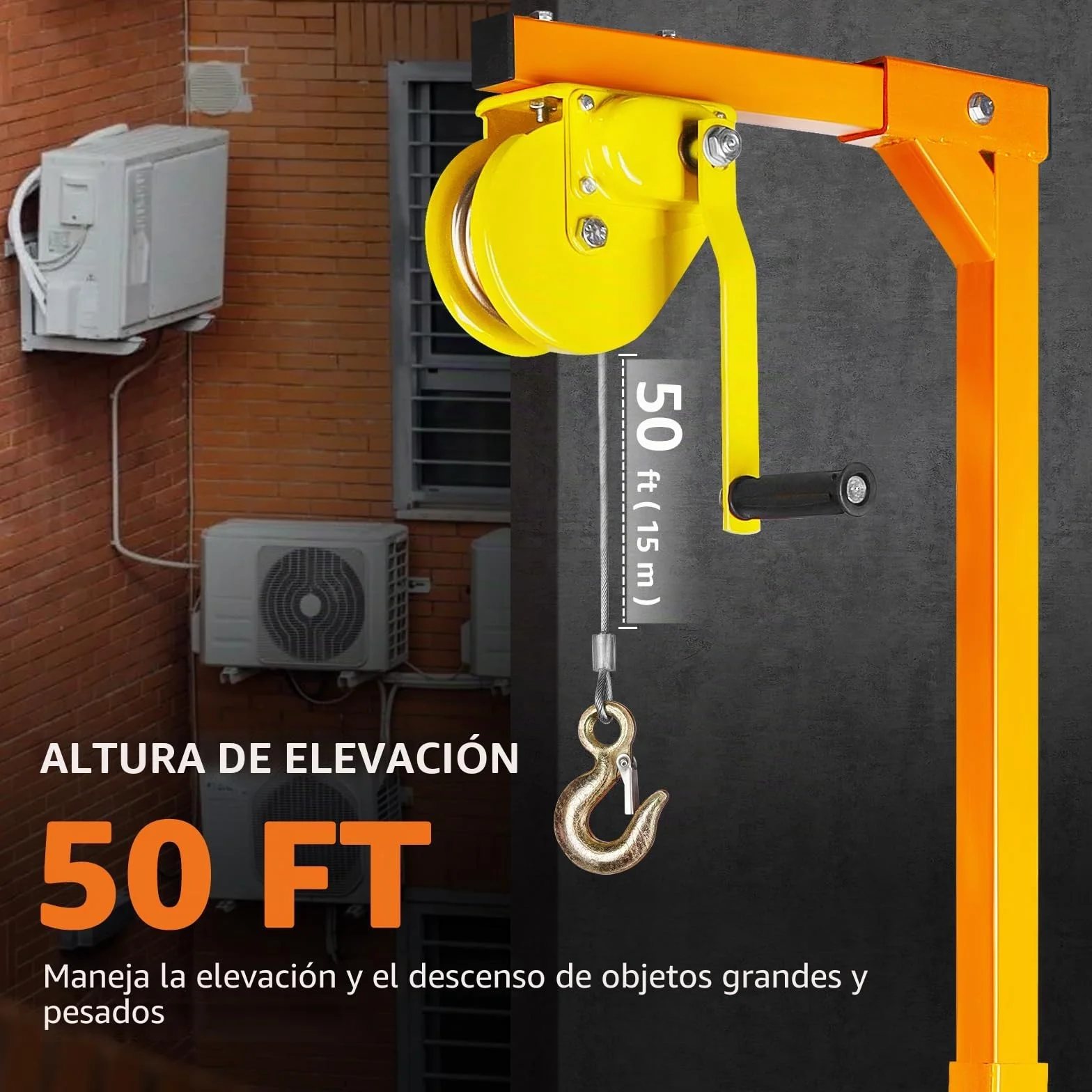 Grúas de elevación de aire acondicionado, herramienta de elevación de aire acondicionado, capacidad de carga de 400 libras, soporte de grúa para instalación de aire acondicionado al aire libre,